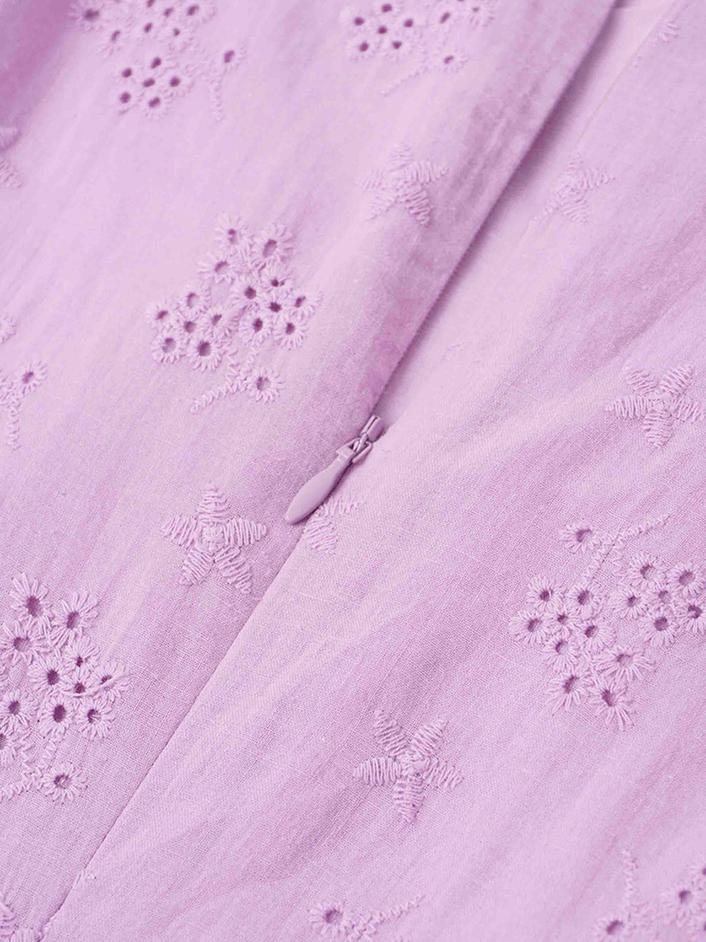 Asymmetrical Hem Eyelet Dress-Lavender