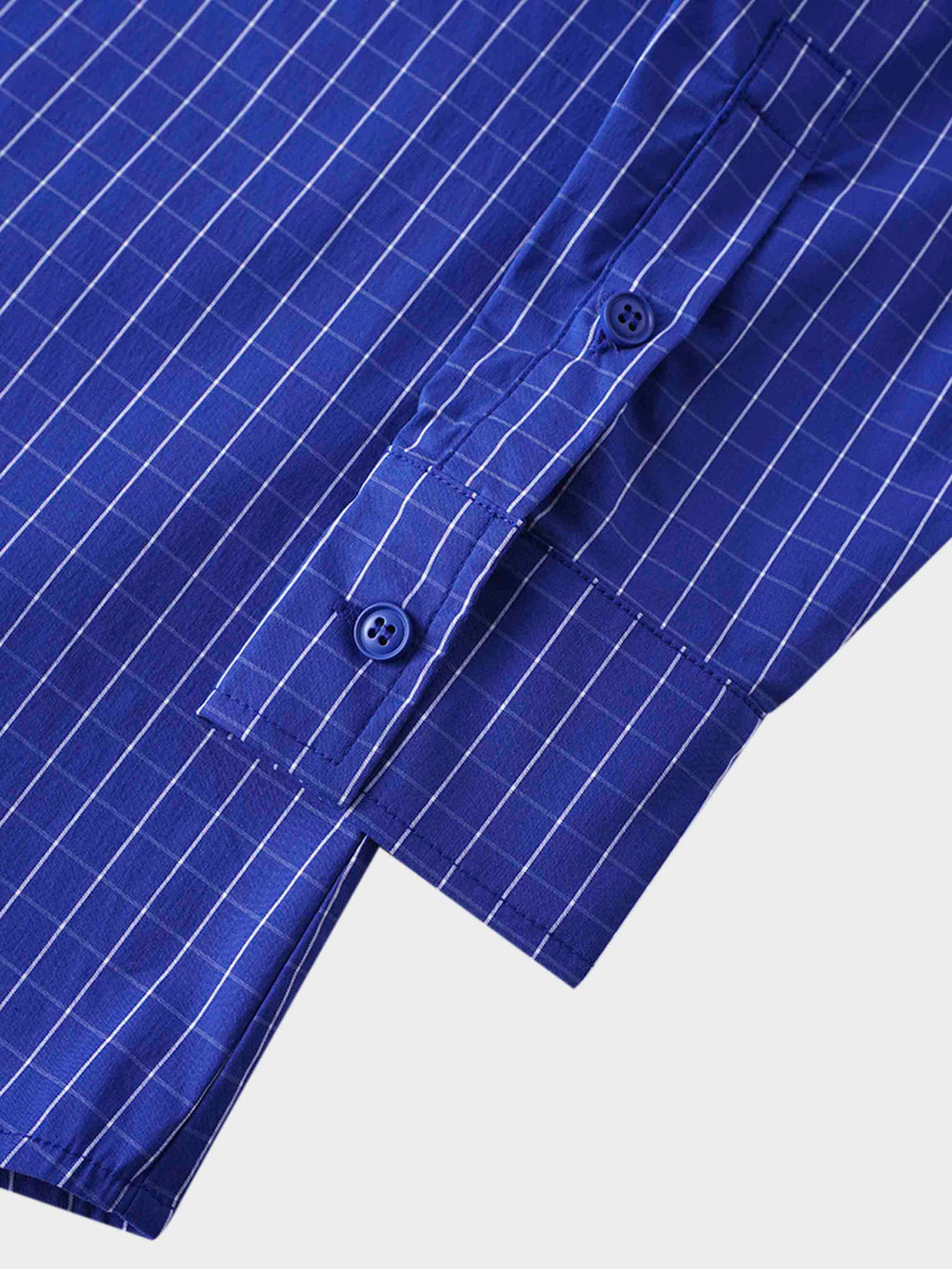 Puff Sleeve Blouse-Cobalt Windowpane