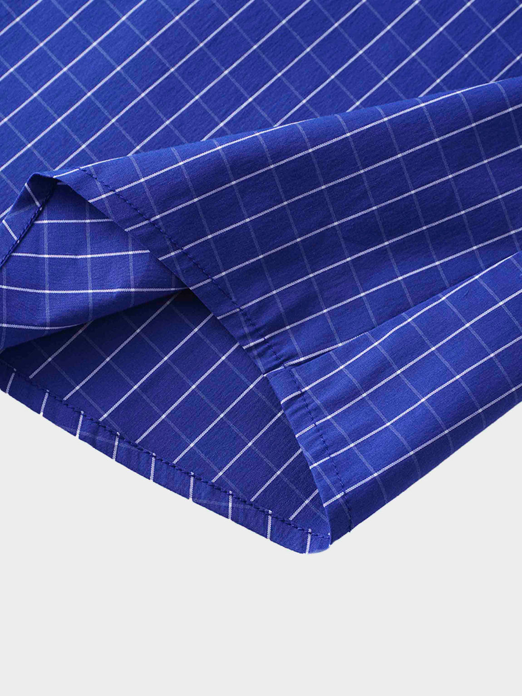 Puff Sleeve Blouse-Cobalt Windowpane