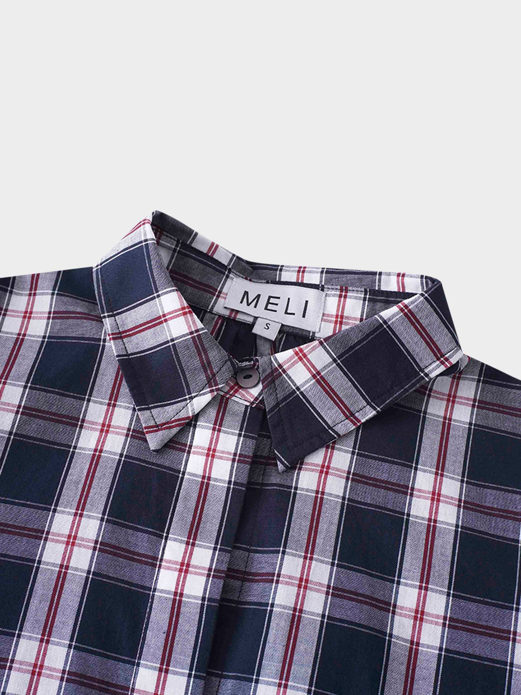 Puff Sleeve Blouse-Nautical Plaid