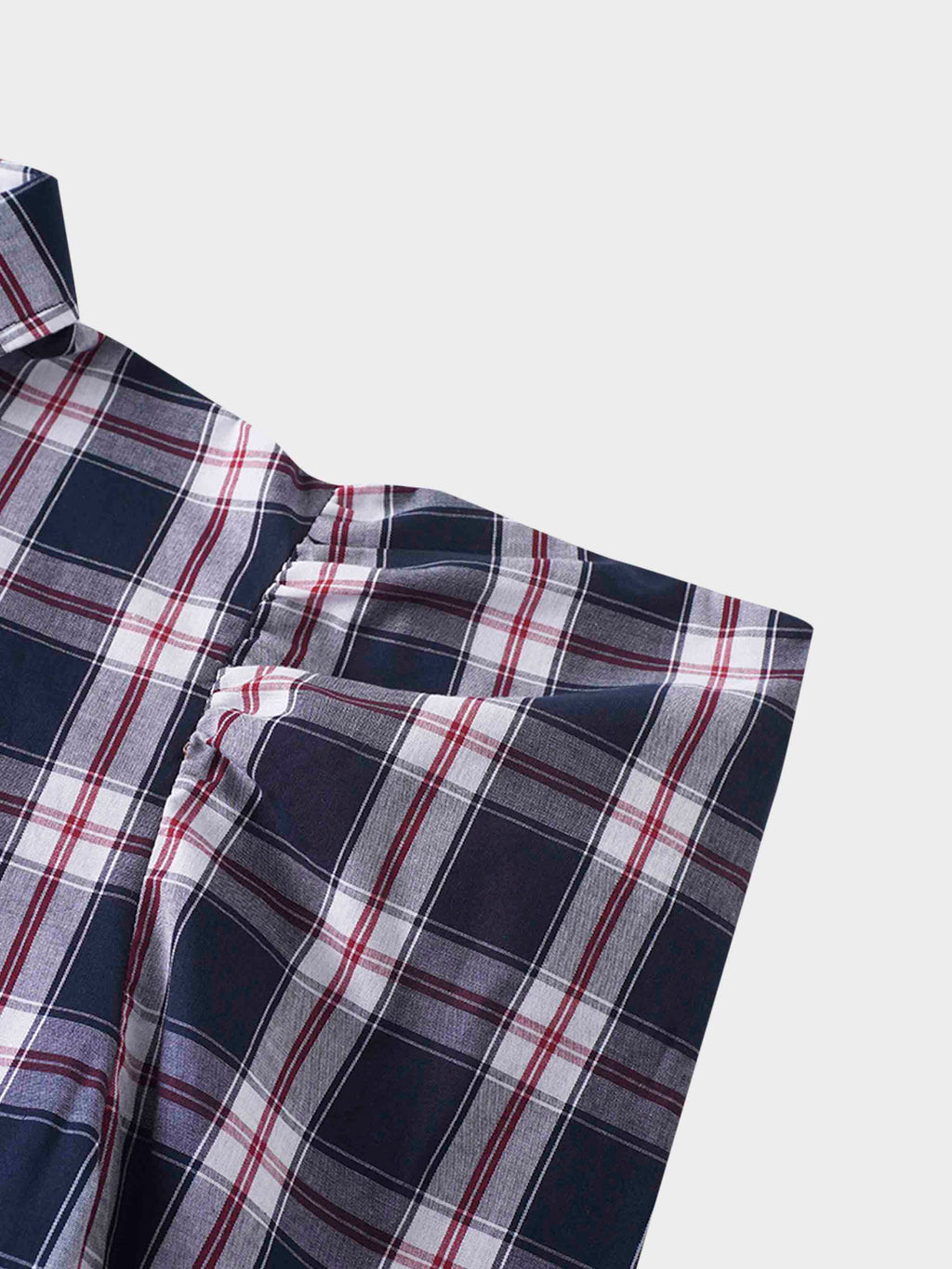 Puff Sleeve Blouse-Nautical Plaid