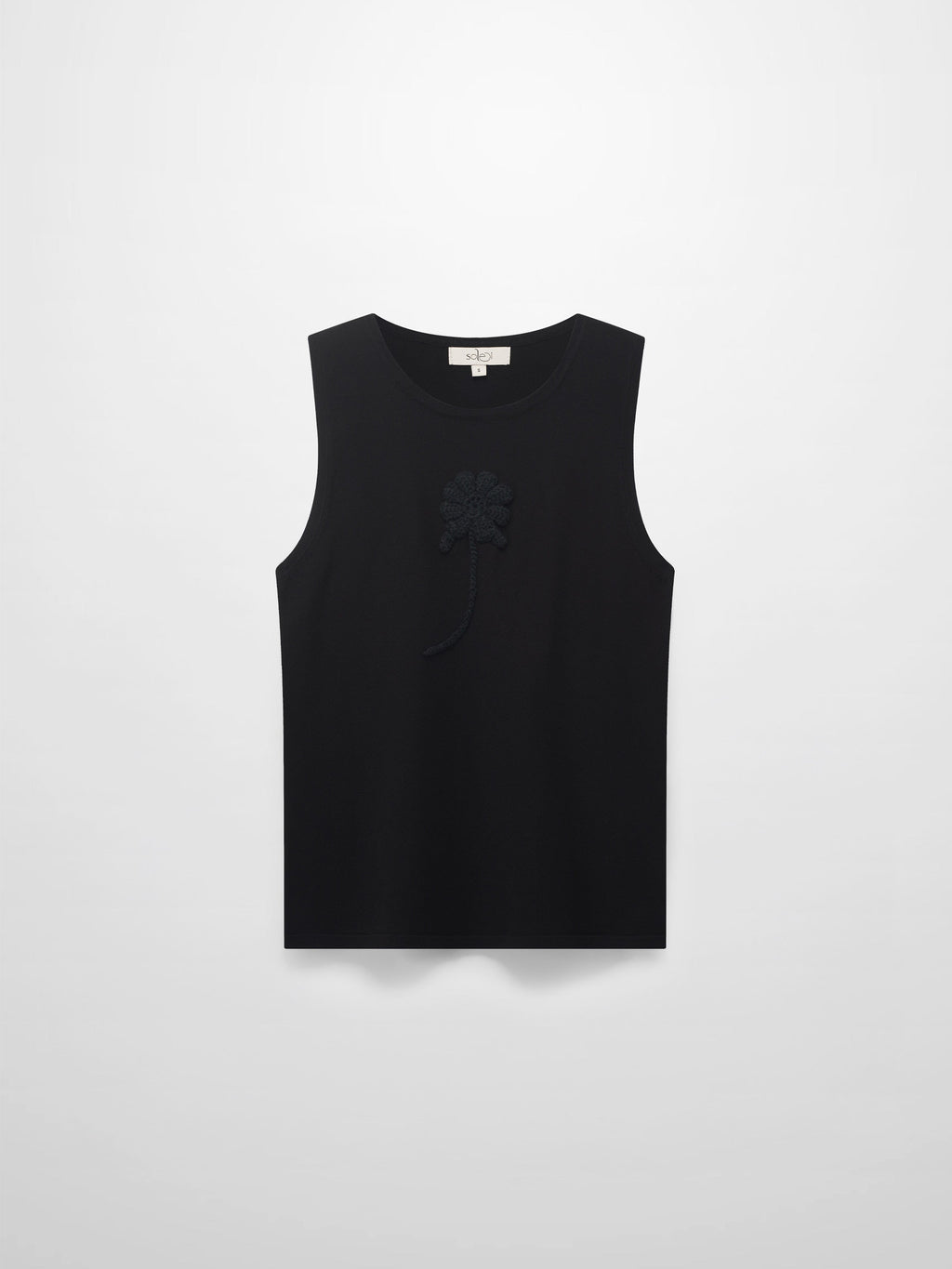 Crochet Puff Flower Sweater Set-Black