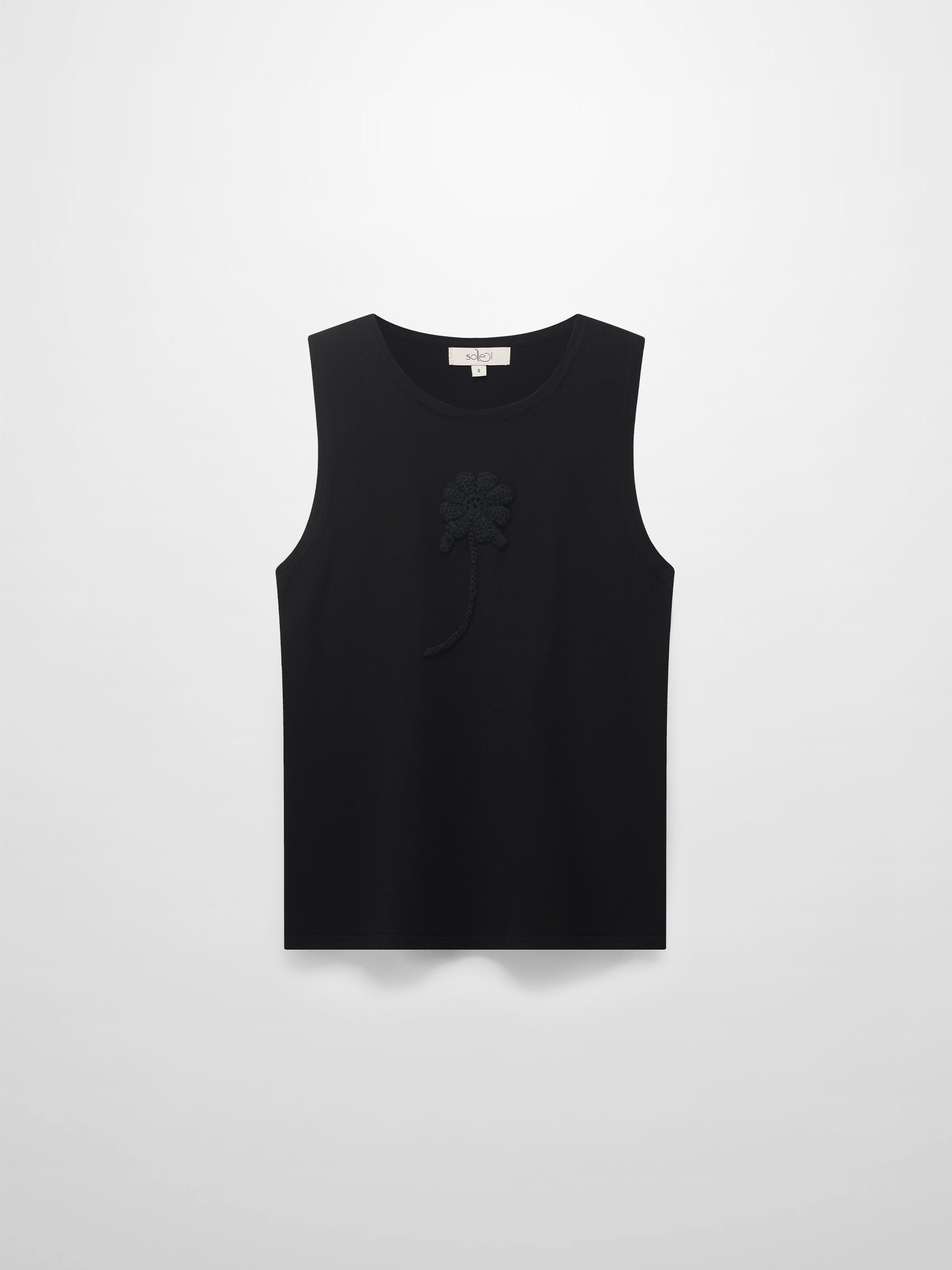 Crochet Puff Flower Sweater Set-Black