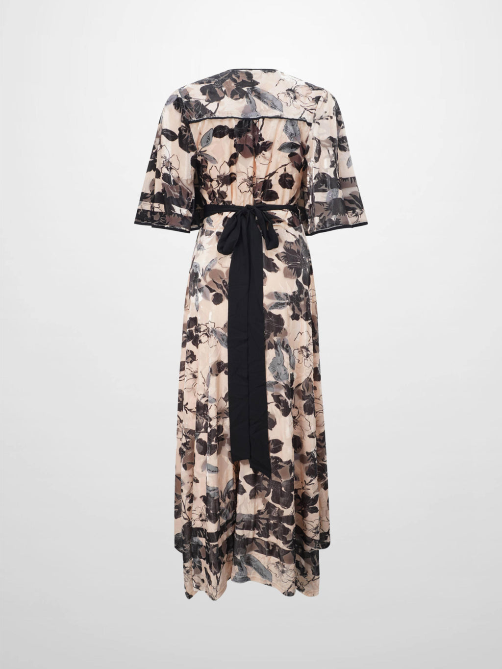 Flutter Sleeve Wrap Dress-Velvet Floral