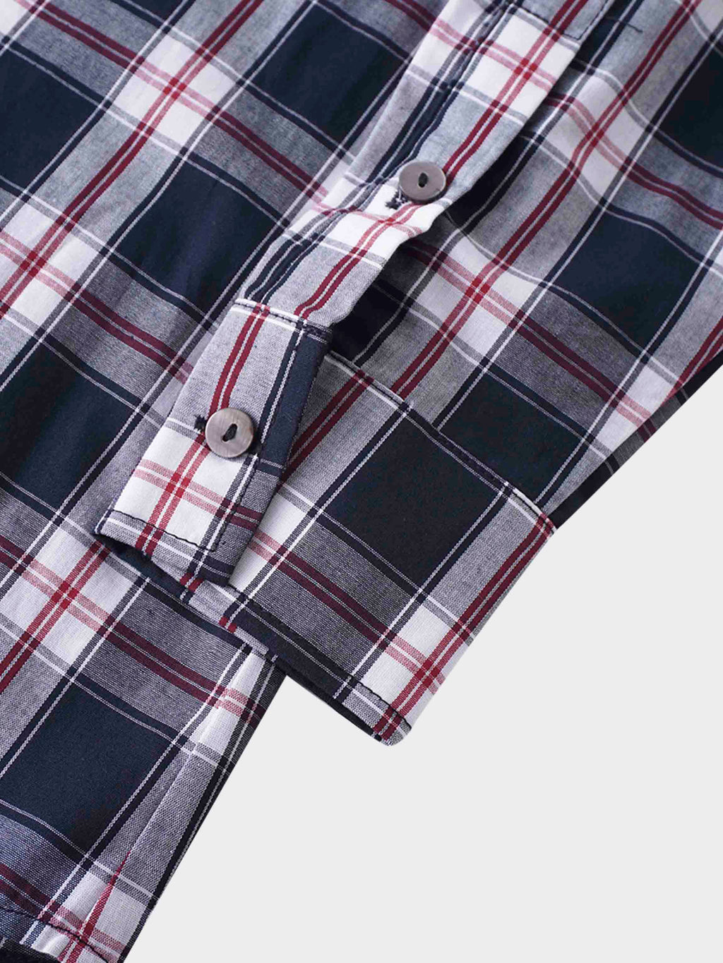 Puff Sleeve Blouse-Nautical Plaid