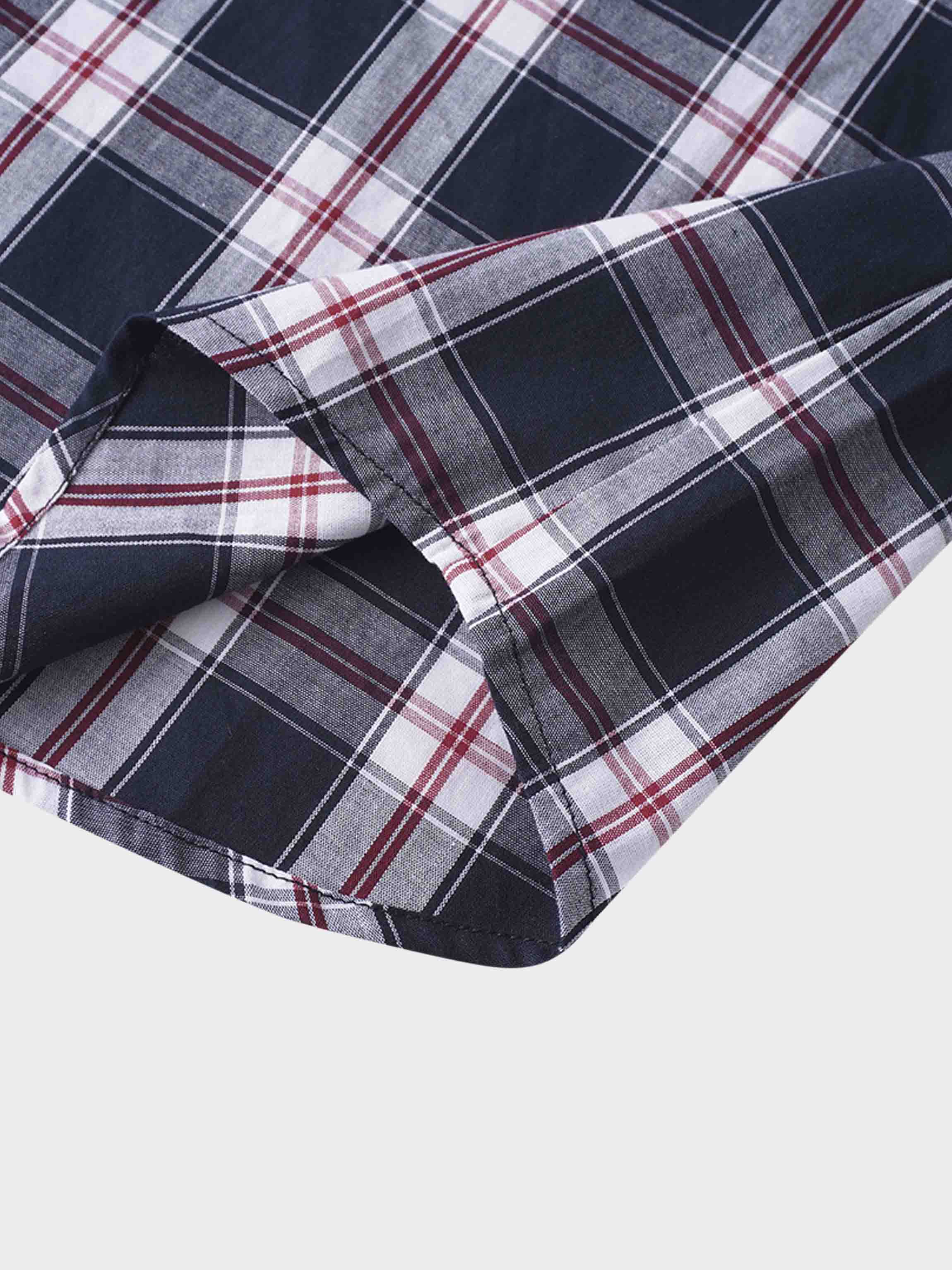 Puff Sleeve Blouse-Nautical Plaid