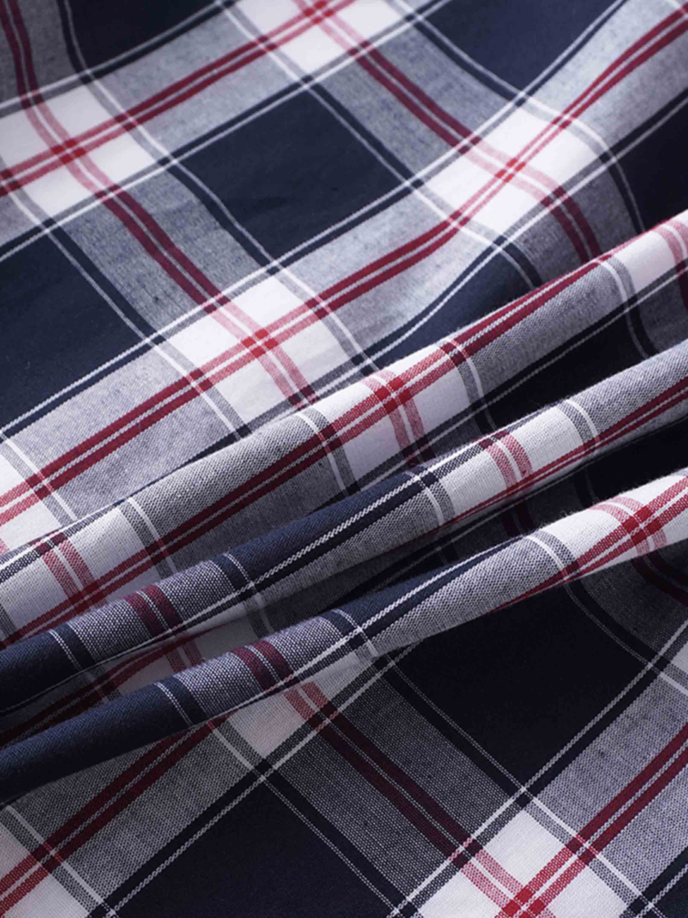 Puff Sleeve Blouse-Nautical Plaid