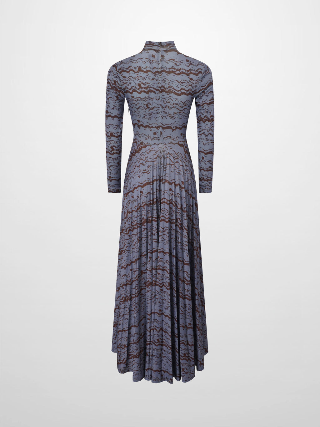 Pleat Bottom Stretch Maxi Dress-Grey/Brown