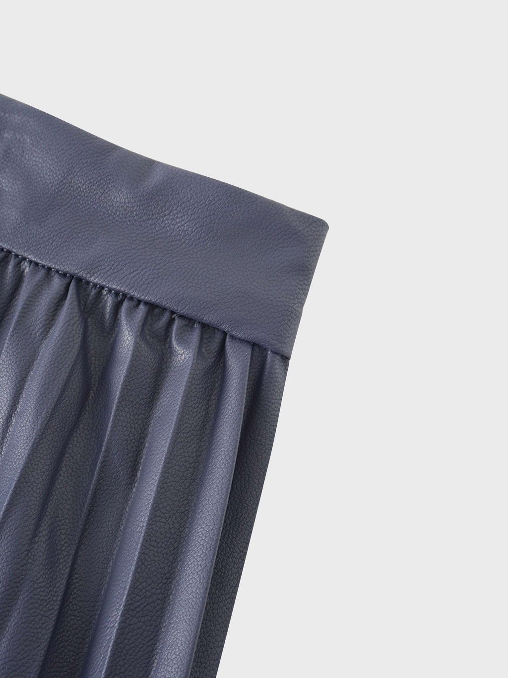 Accordion Pleated Faux Leather Skirt-Navy
