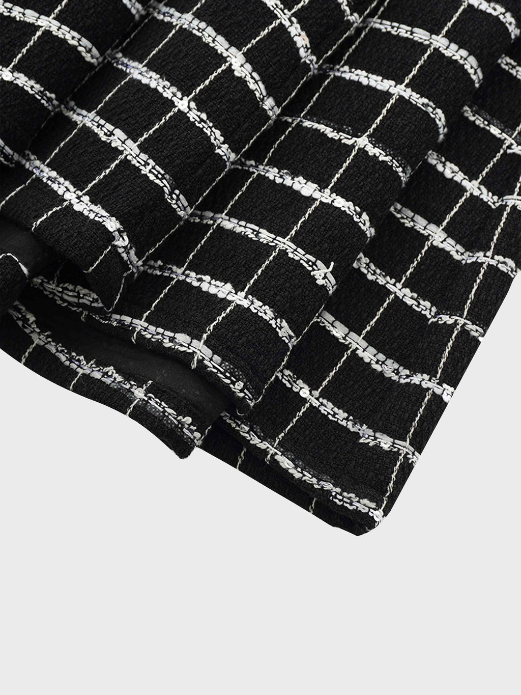 Boucle Pleat Skirt-Black and White