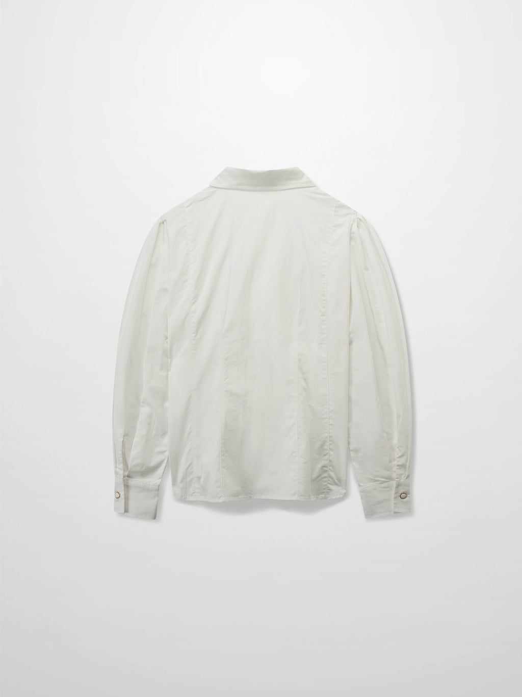 Princess Cut Puff Sleeve Cotton Blouse-White