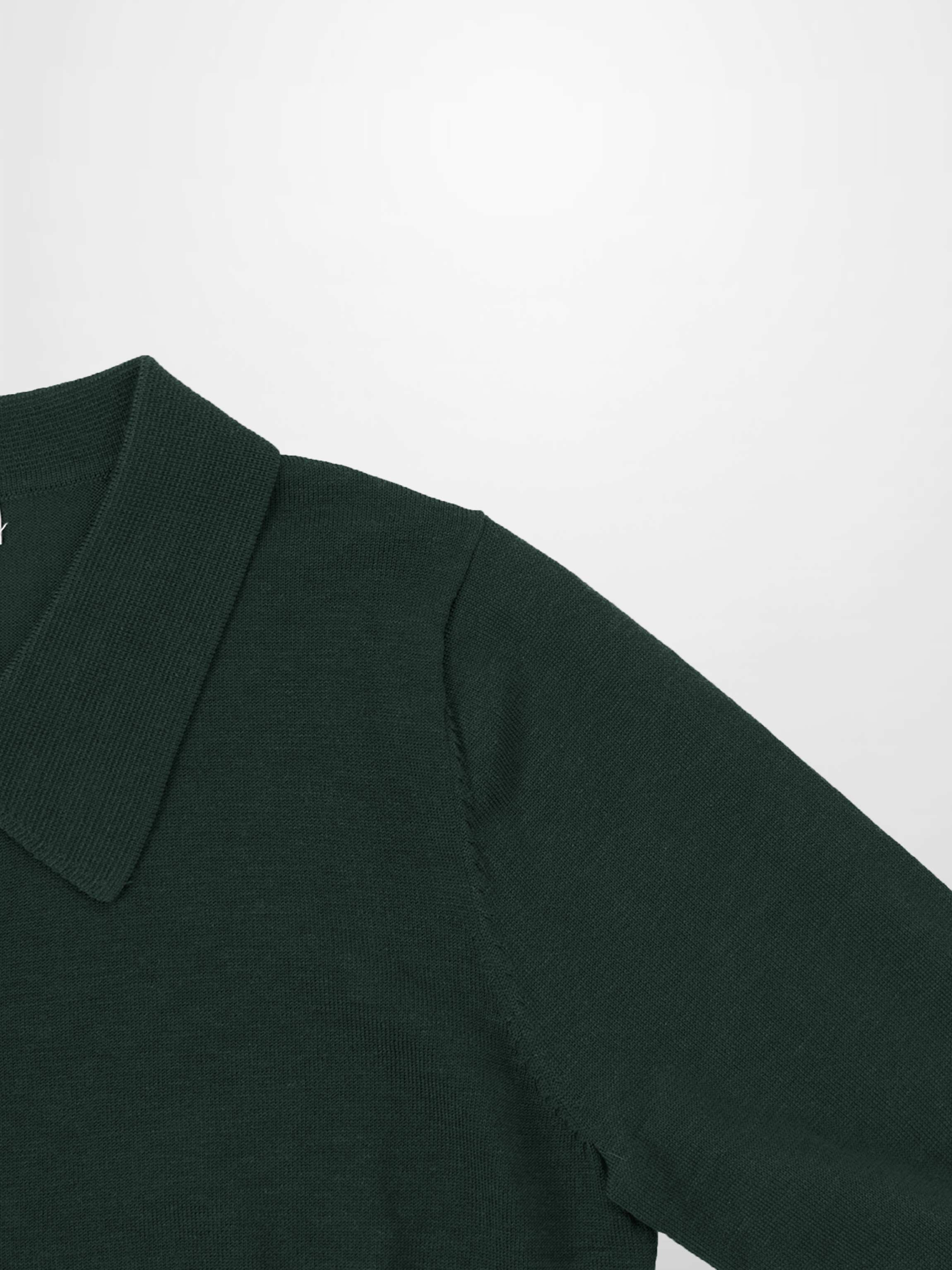 Wool Blend Collared Cardigan-Green