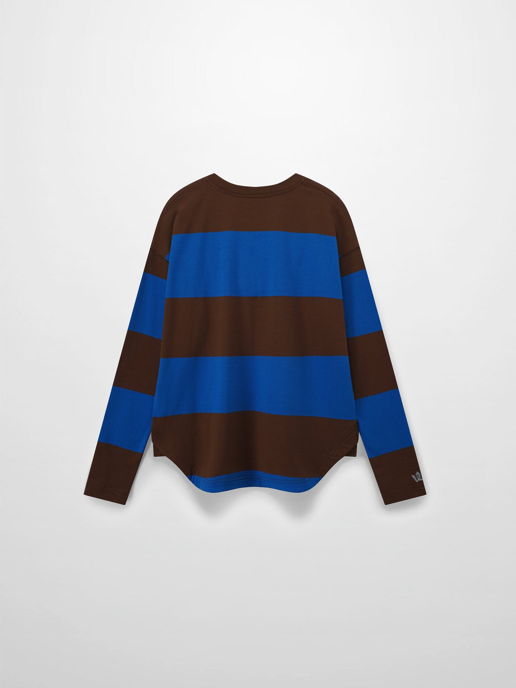 Oversized Rounded Hem T-Shirt-Brown/Cobalt