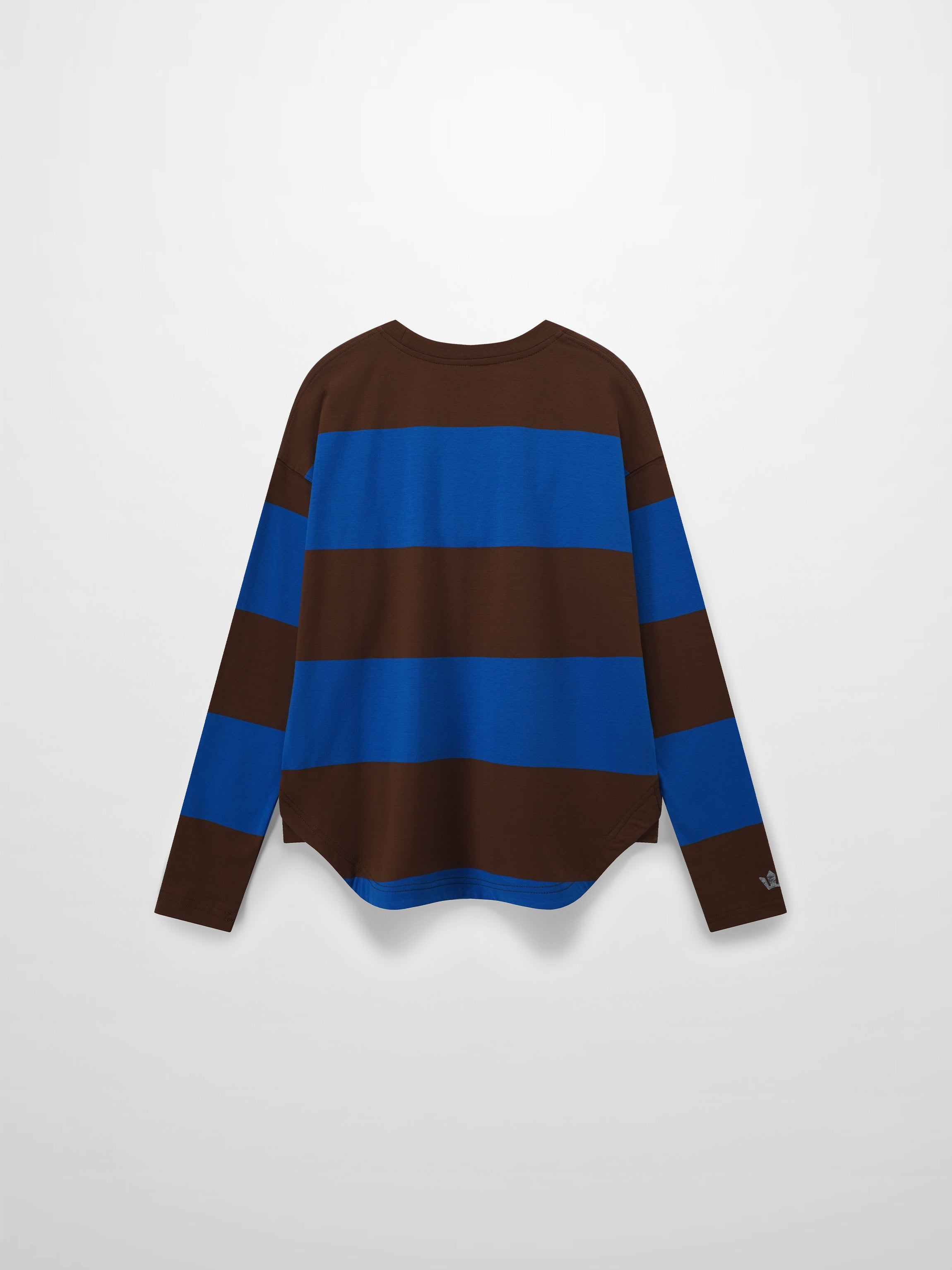 Oversized Rounded Hem T-Shirt-Brown/Cobalt