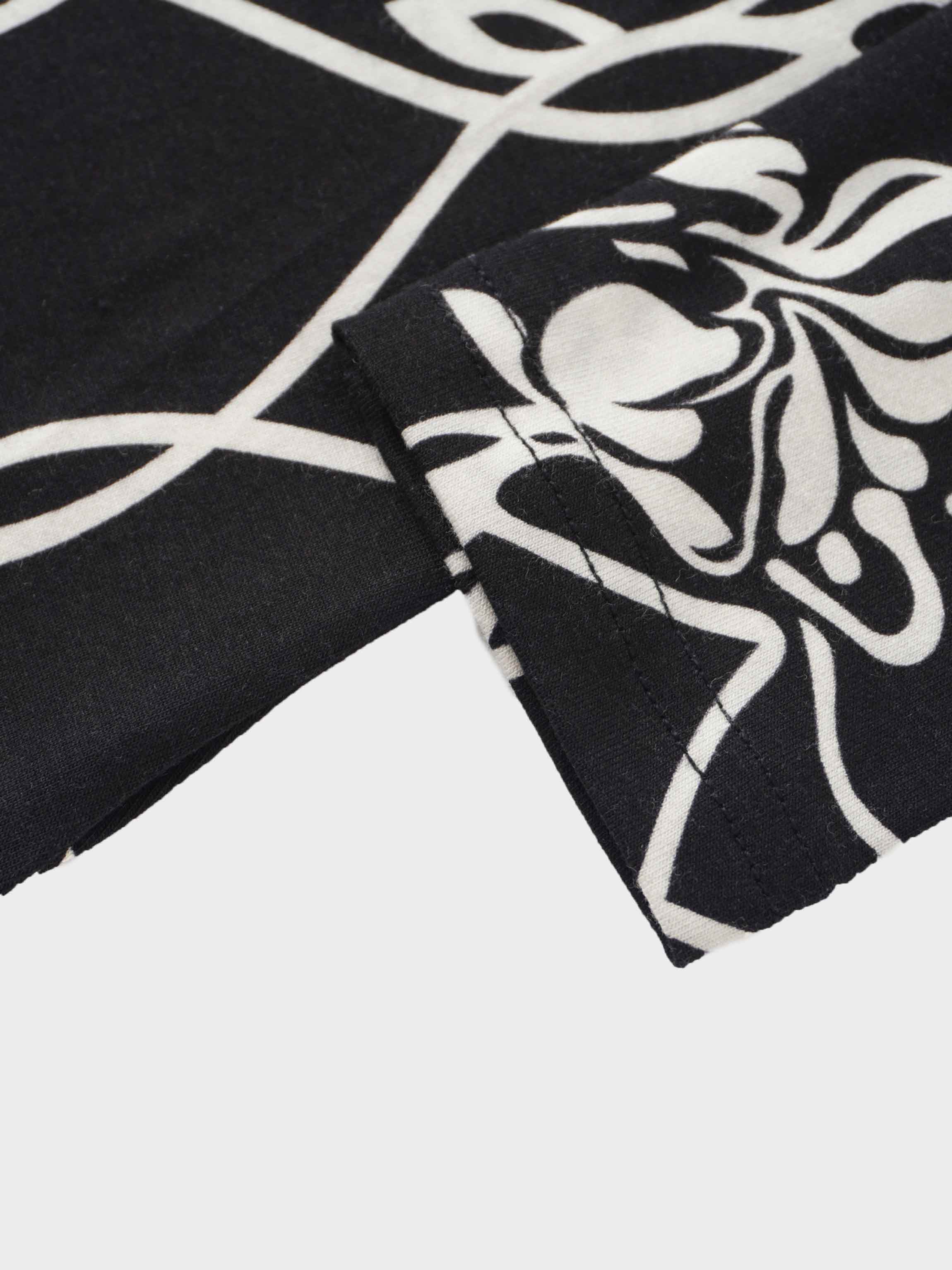 Printed Modal Turtleneck-Floral Vines Black