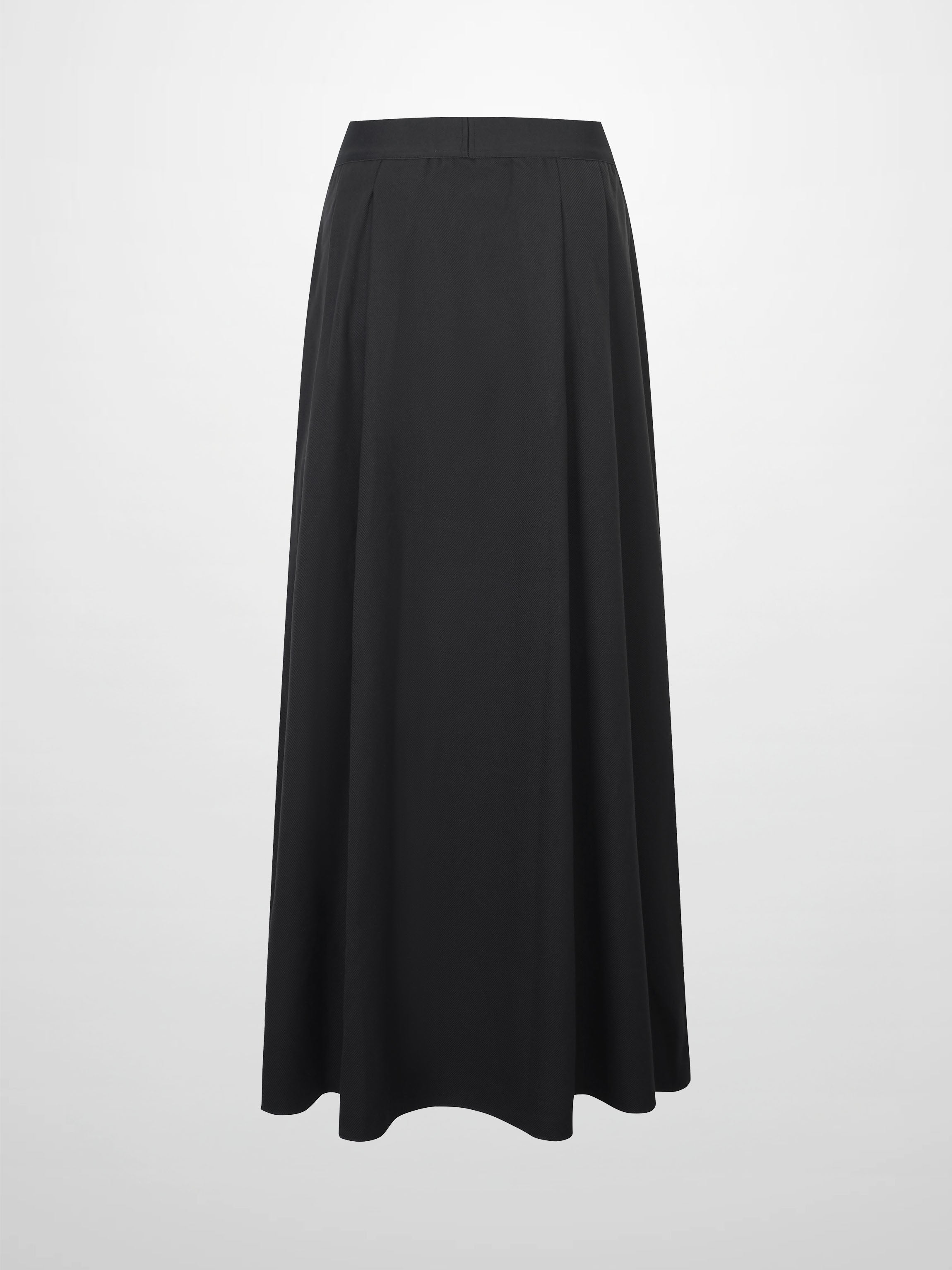Elastic Waist Button Down Skirt-Black