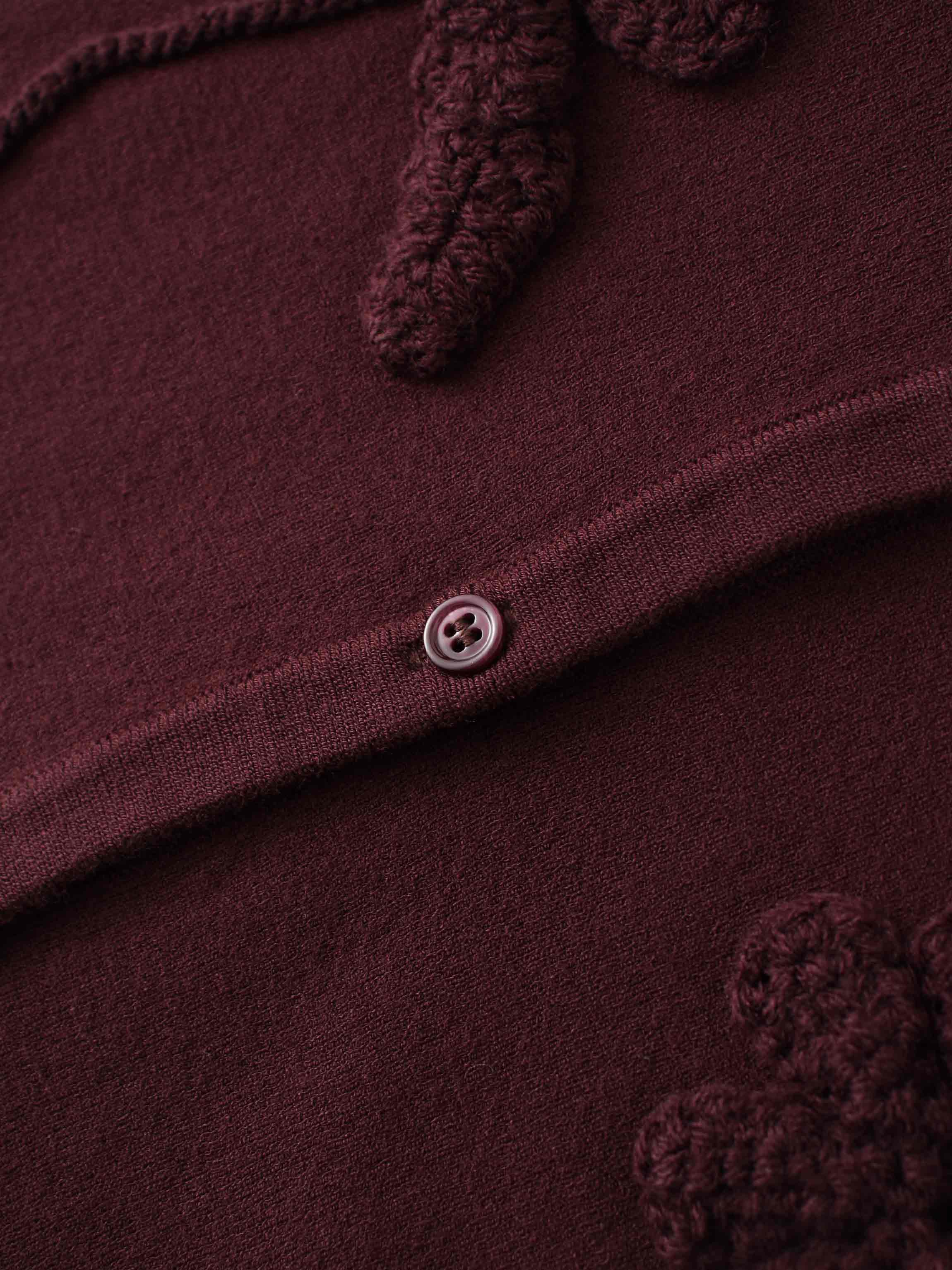 Crochet Puff Flower Sweater Set-Plum