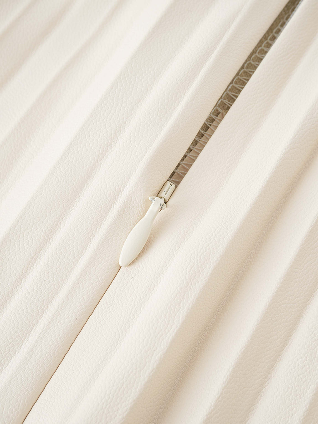 Accordion Pleated Faux Leather Skirt-Ivory