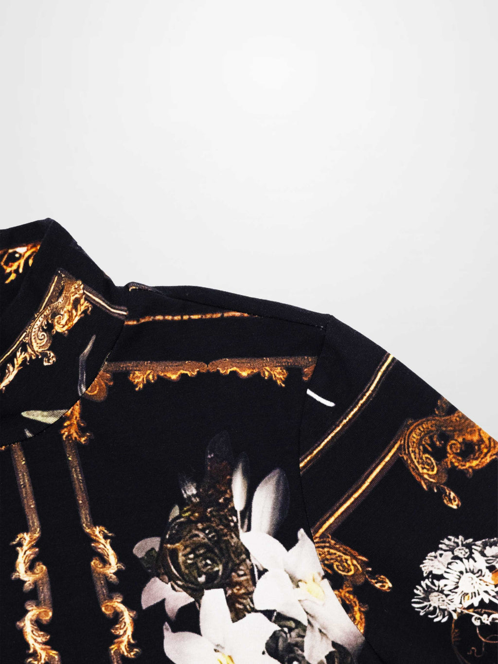 Printed Modal Turtleneck-Floral Portrait