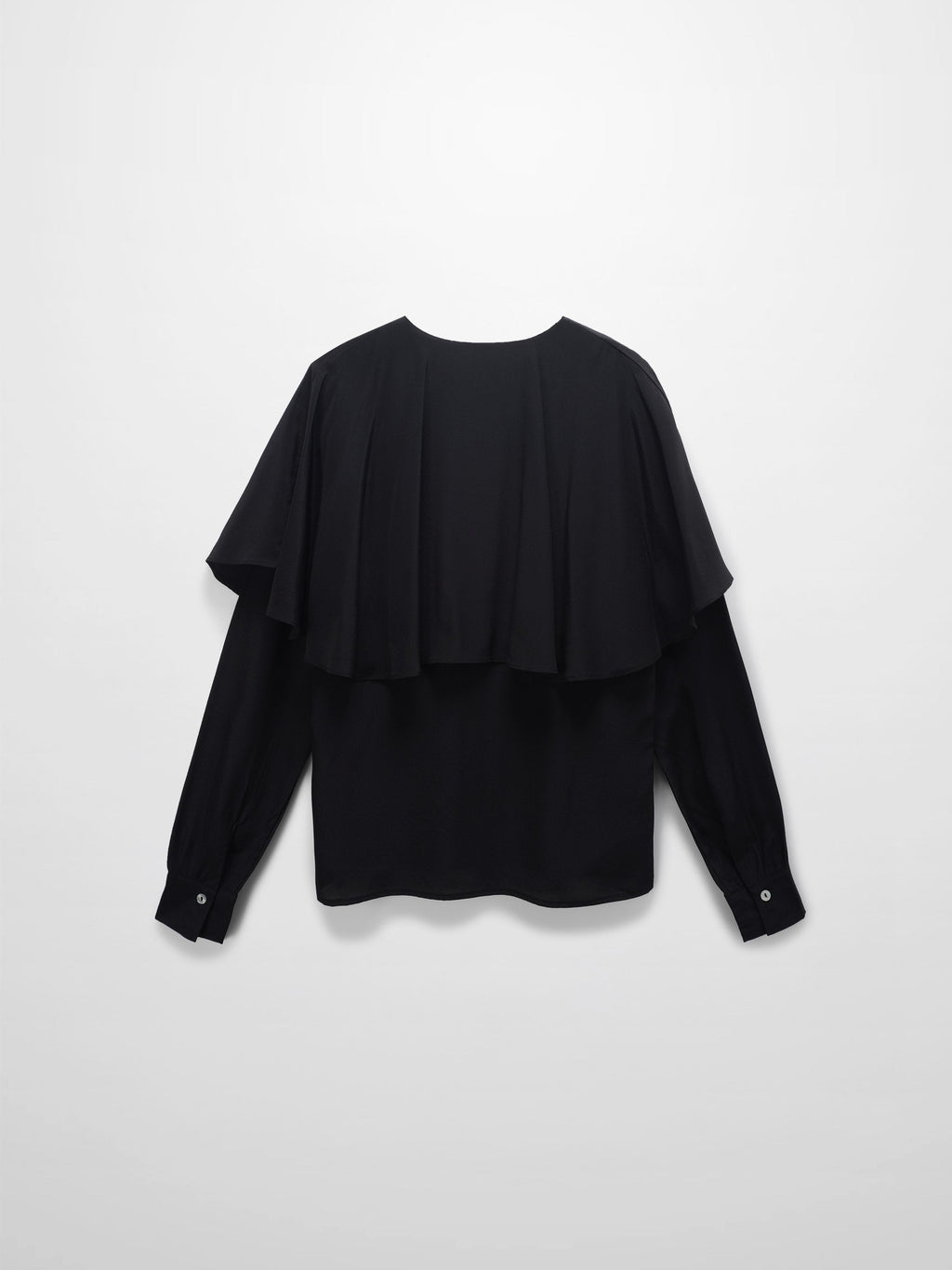 Silk Cape Blouse-Black