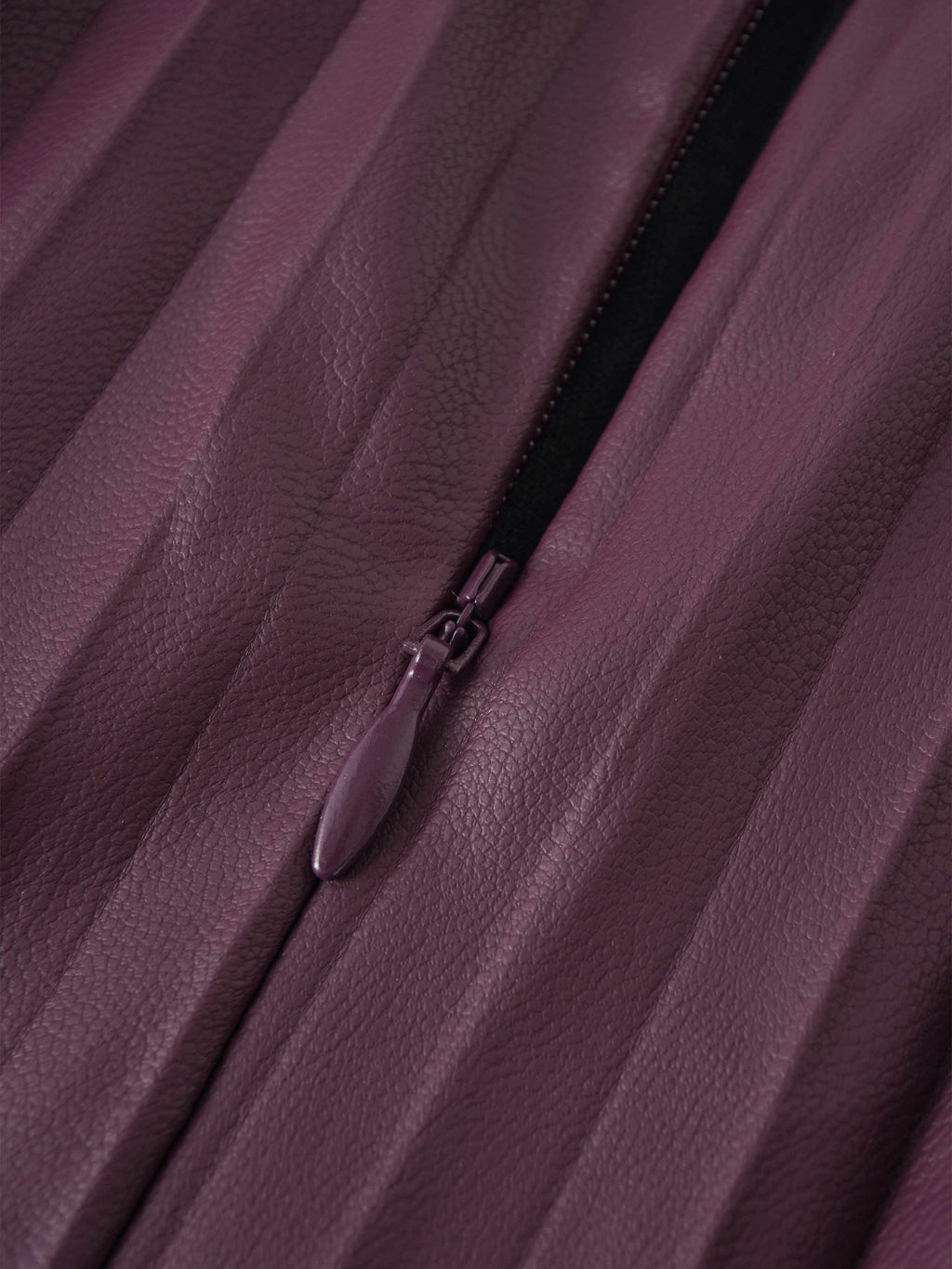 Accordion Pleated Faux Leather Skirt-Eggplant