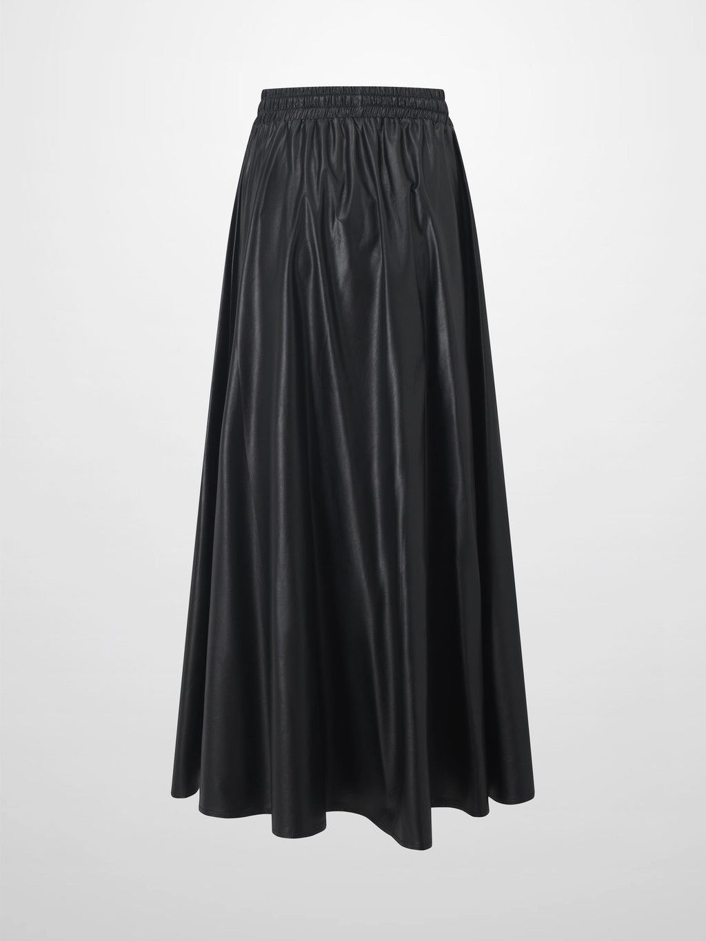 Drawstring Faux Leather Skirt-Black