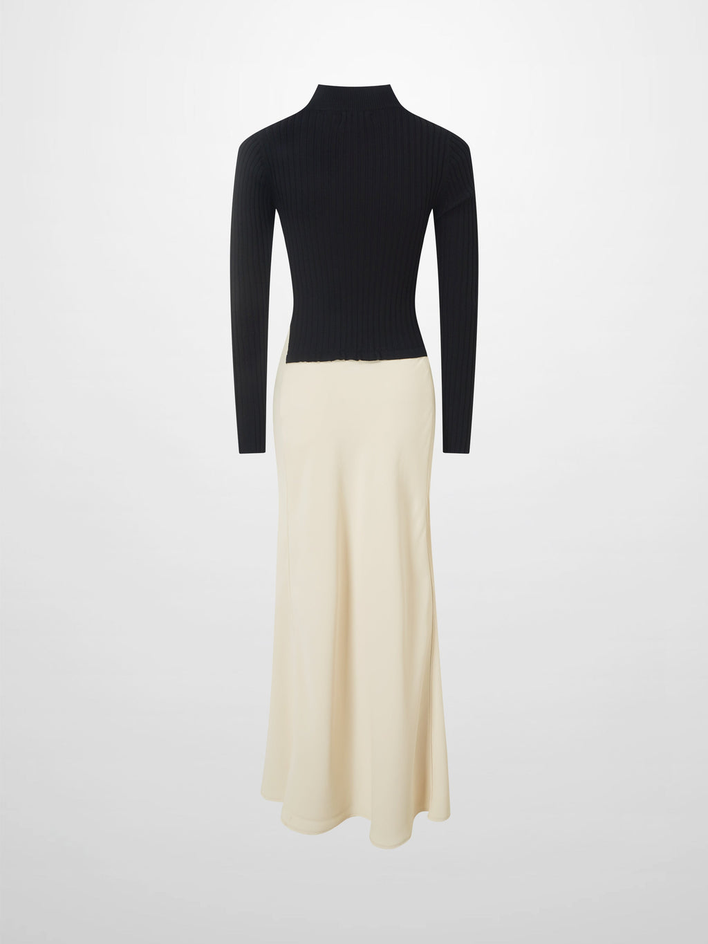 Crepe Bottom Dress-Black/Cream