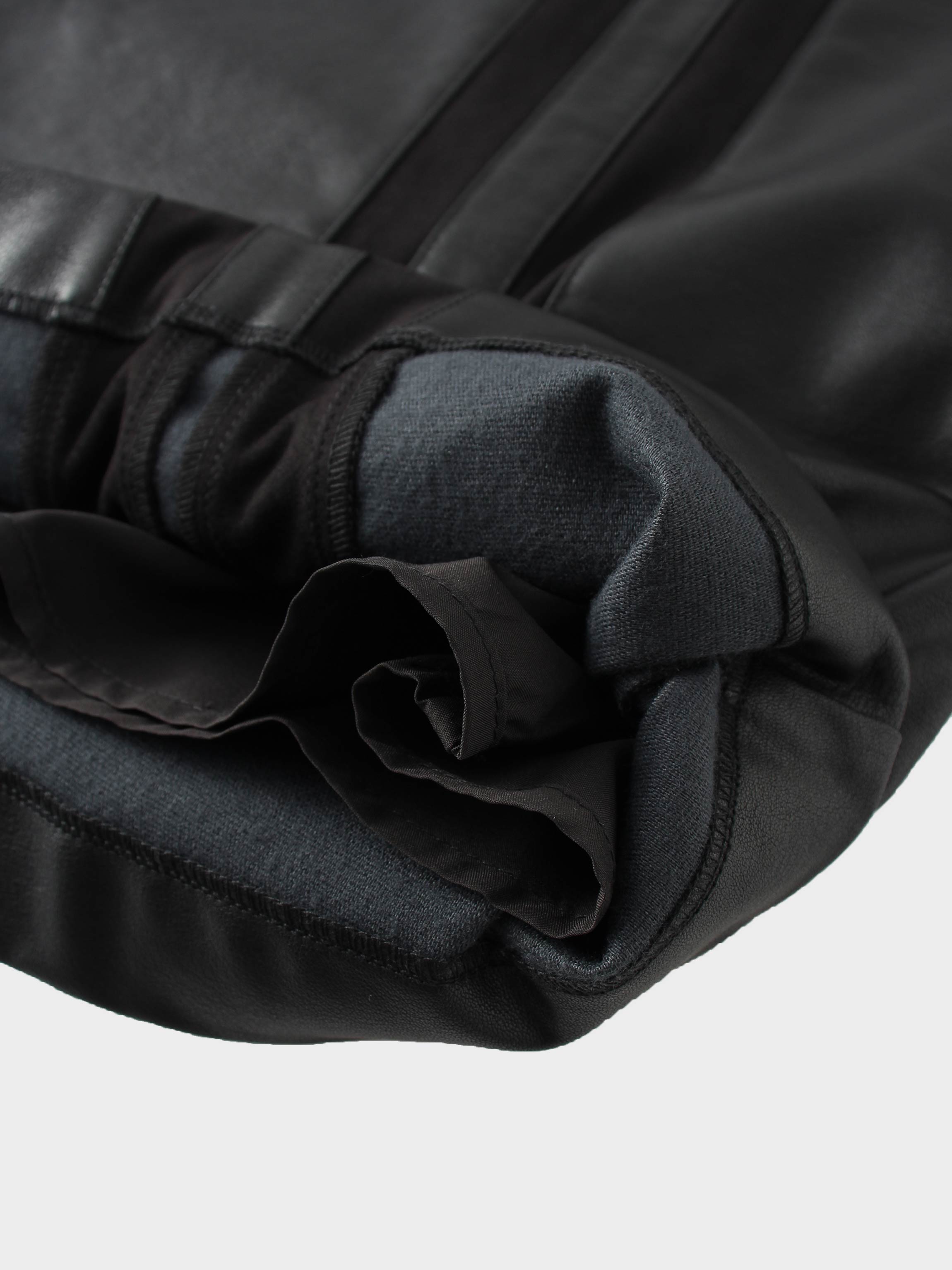 Side Stripe Faux Leather Skirt-Black