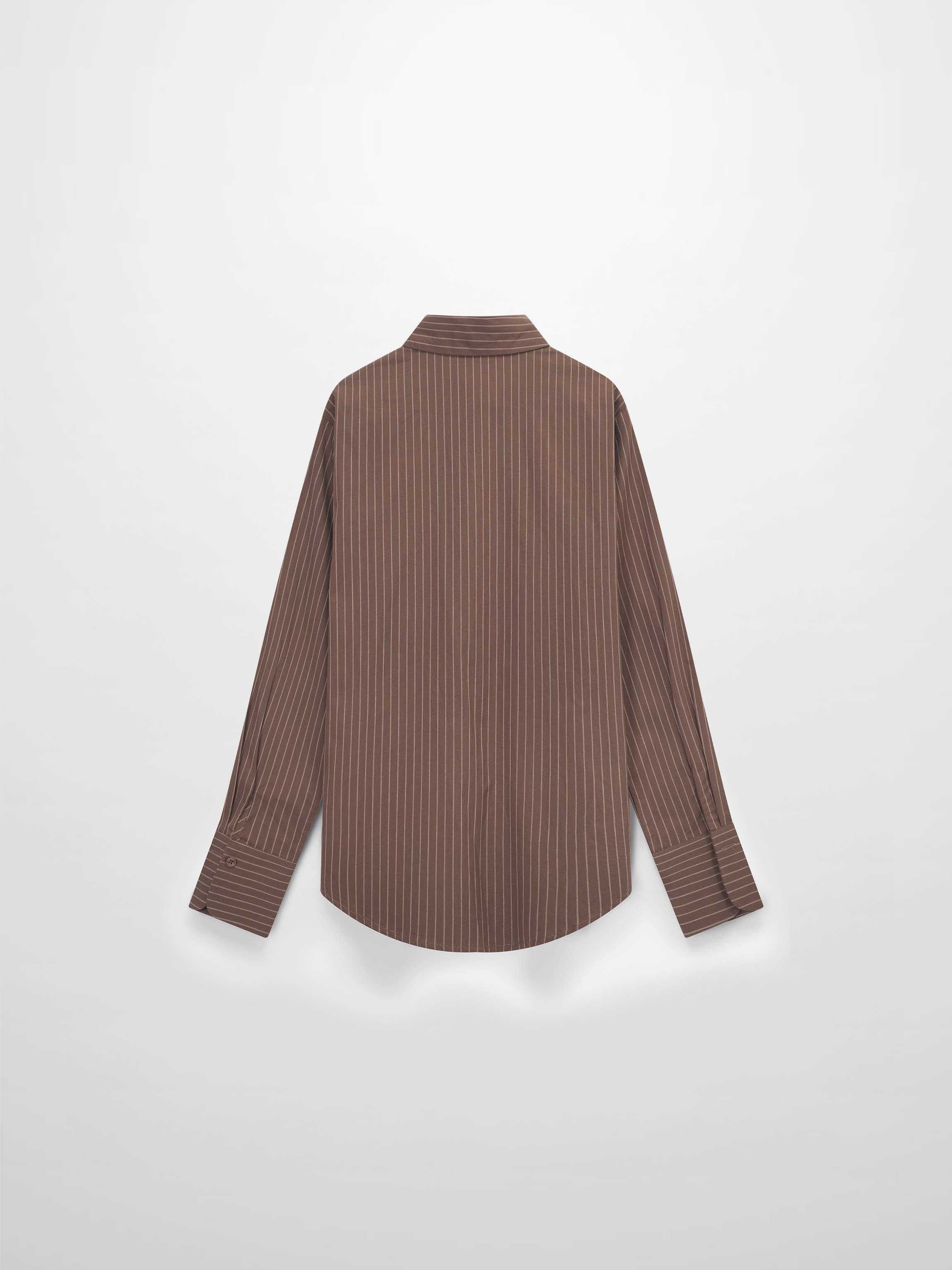 Striped Cotton Blouse-Brown Thin Stripe