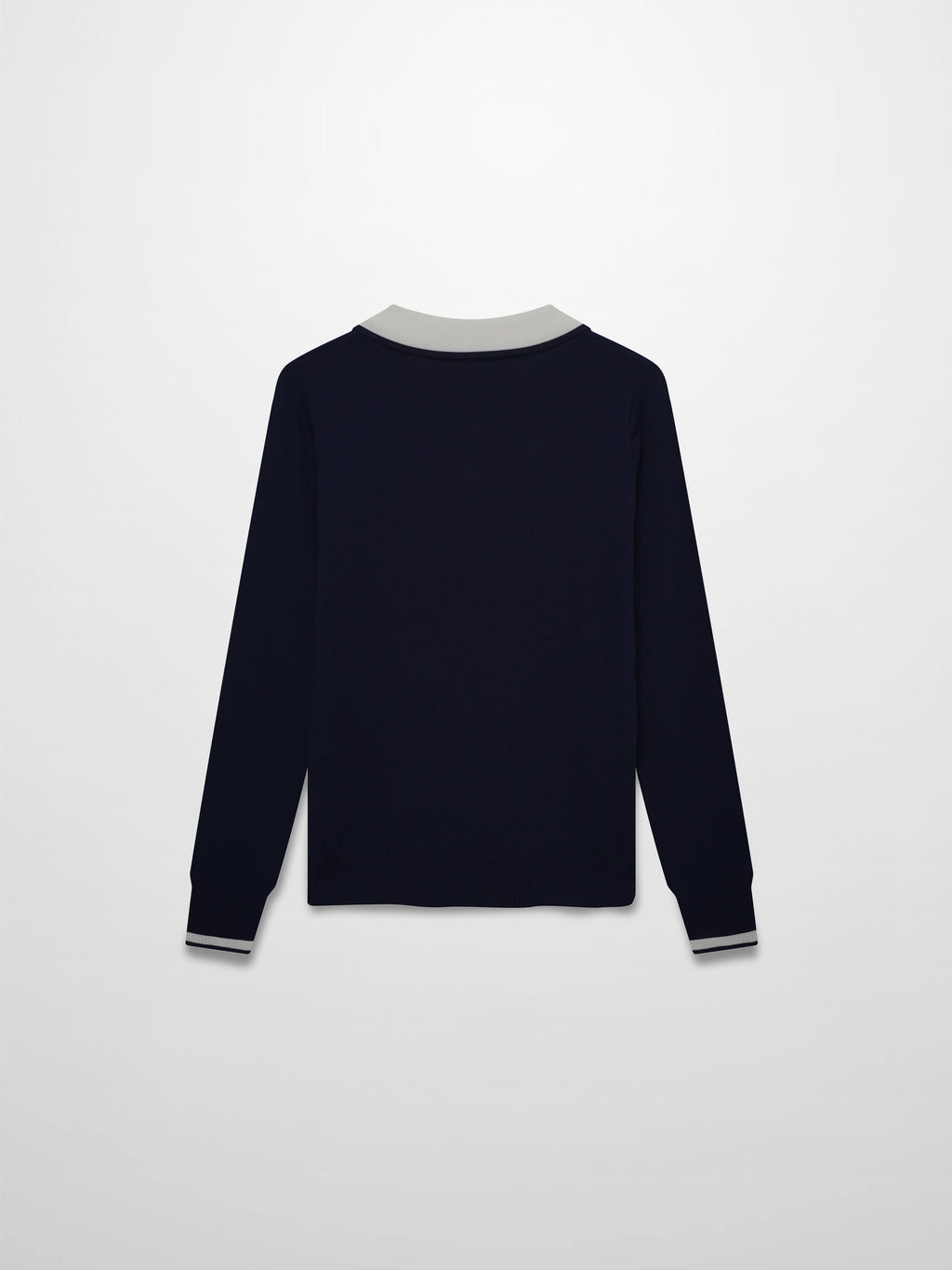 Jewel Button Collar Sweater-Navy/Cream
