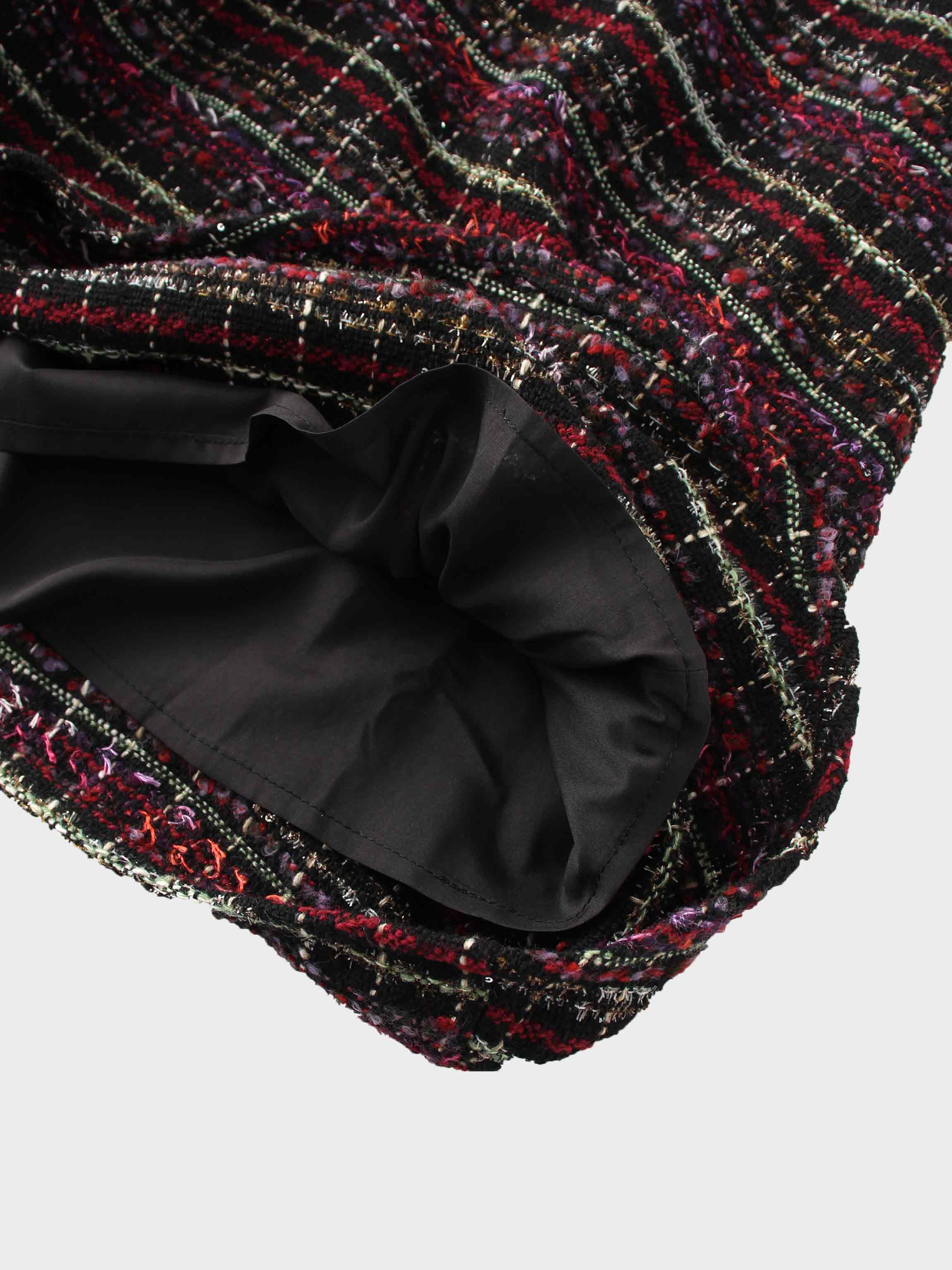 A-Line High Low Skirt-Burgundy Tweed