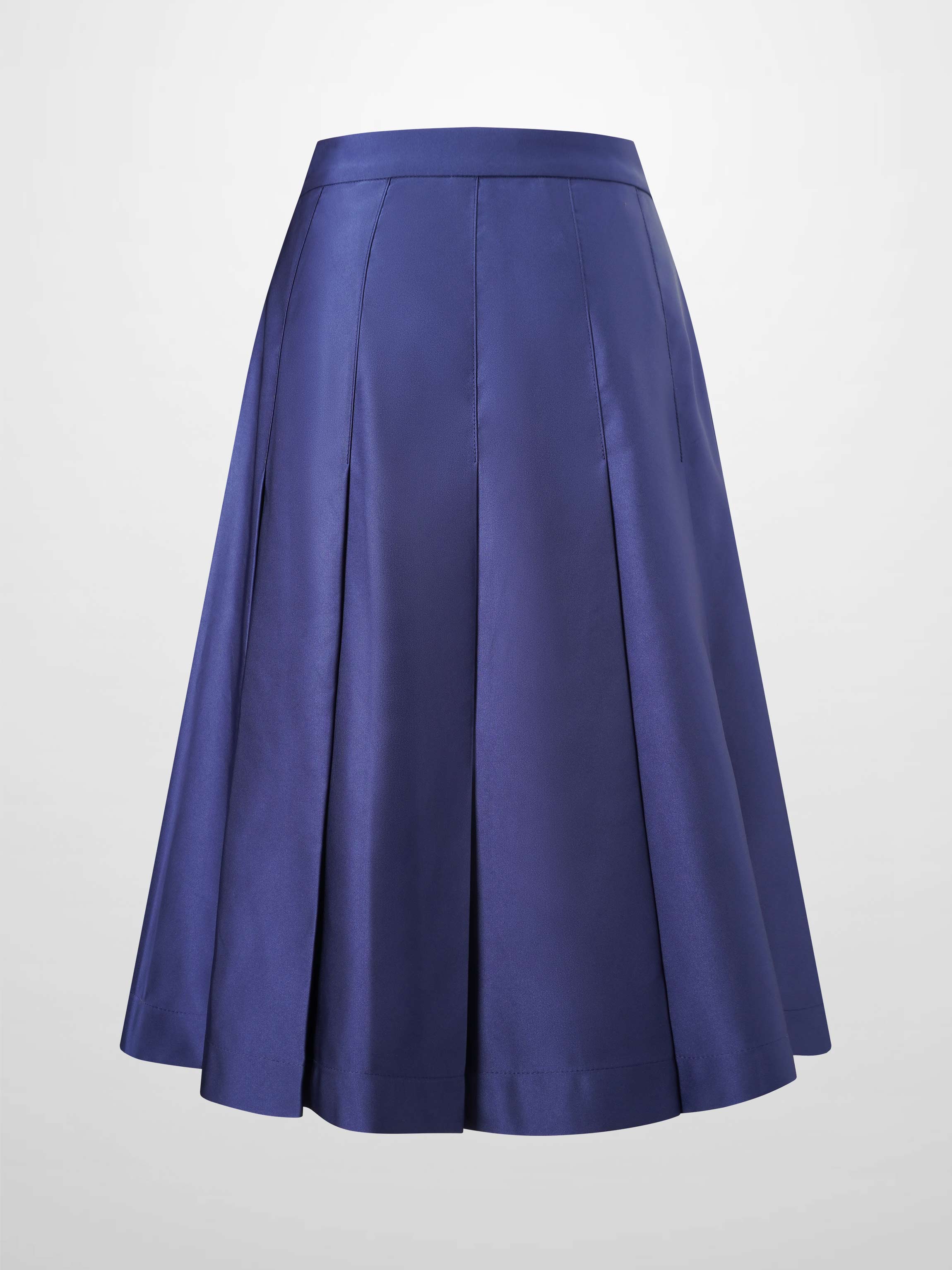 Lux Satin Pleated Skirt 26"-Navy