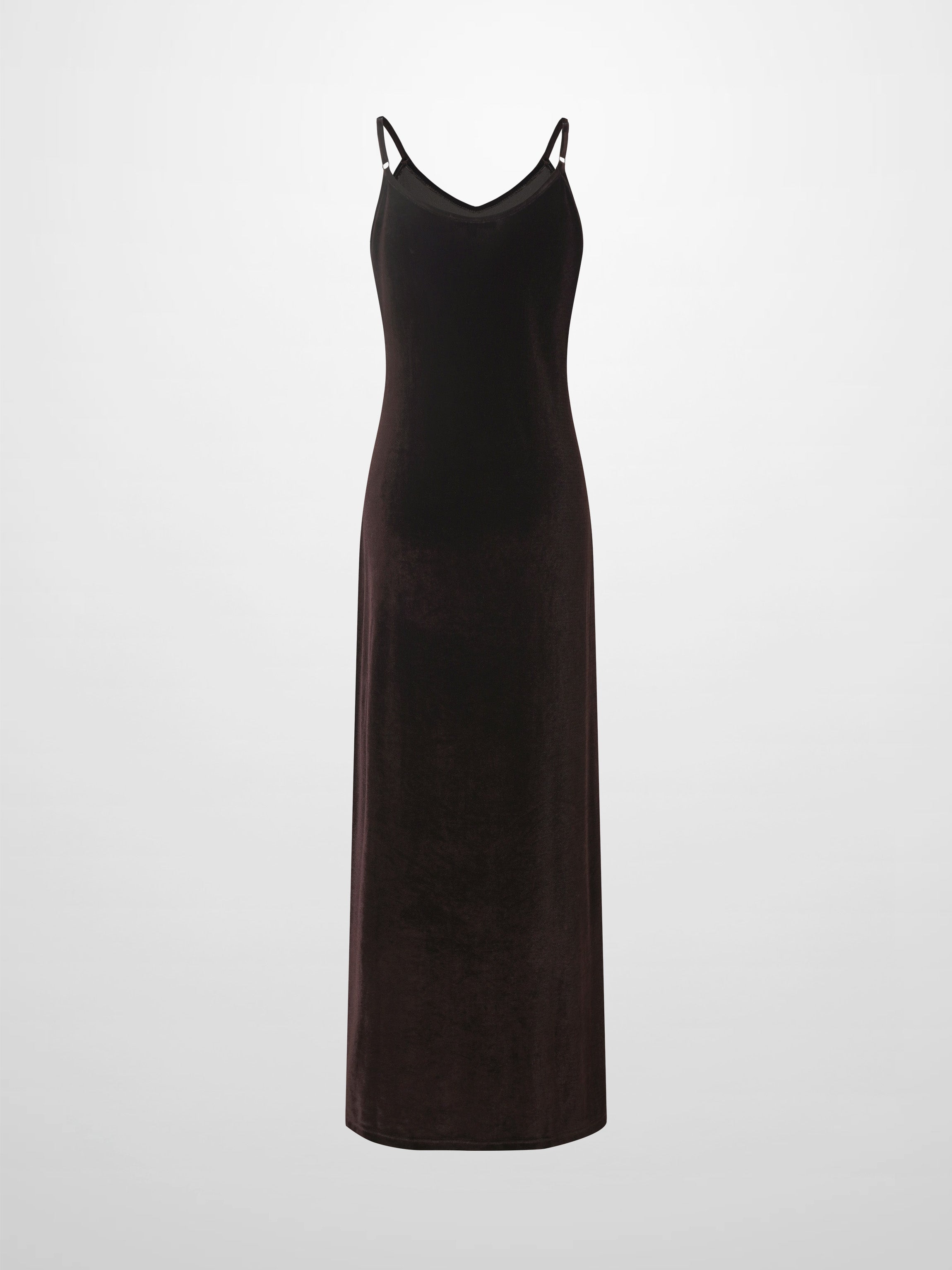 Ombre Velour Slip Dress-Brown