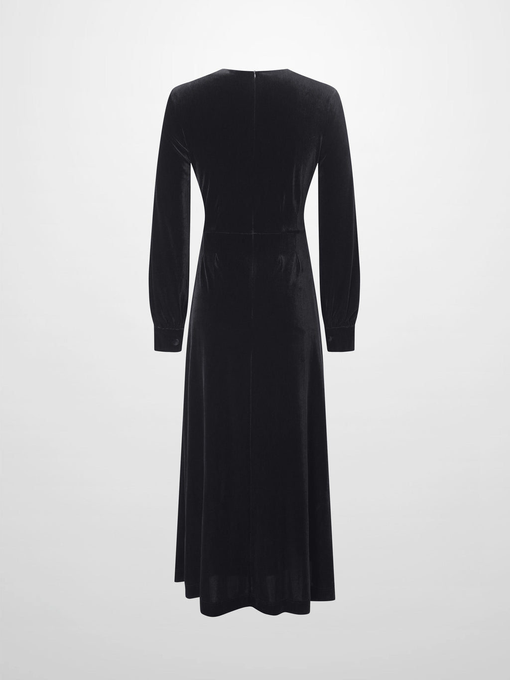 Velour Empire Waist Maxi Dress-Black
