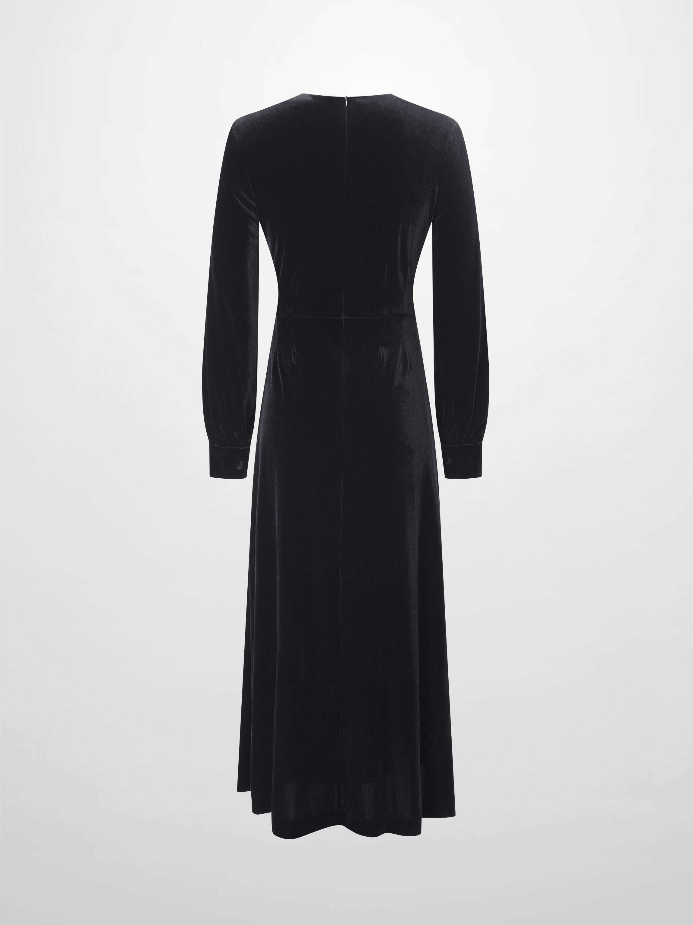 Velour Empire Waist Maxi Dress-Black