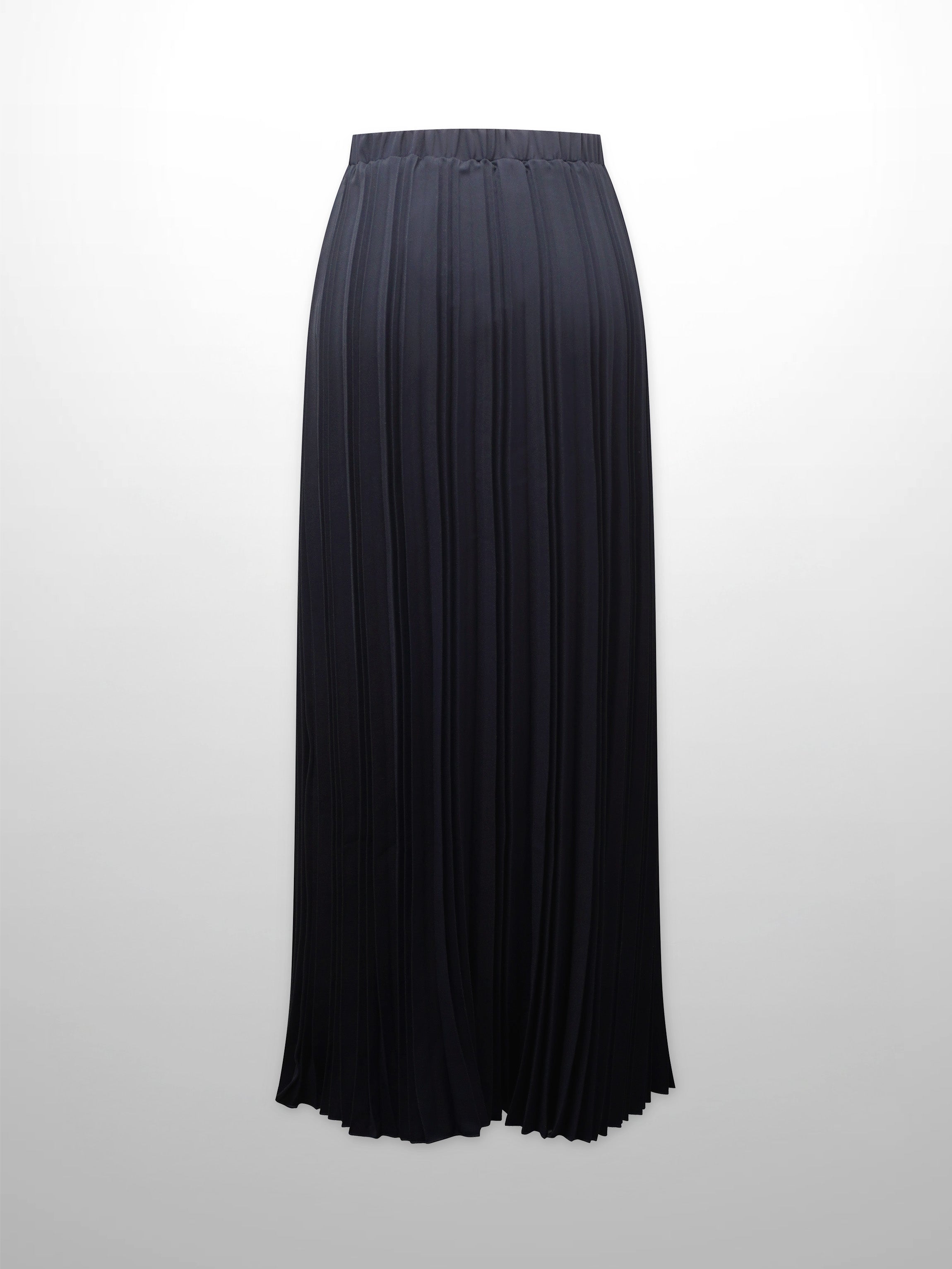 Crepe Pleated Maxi Skirt-Navy