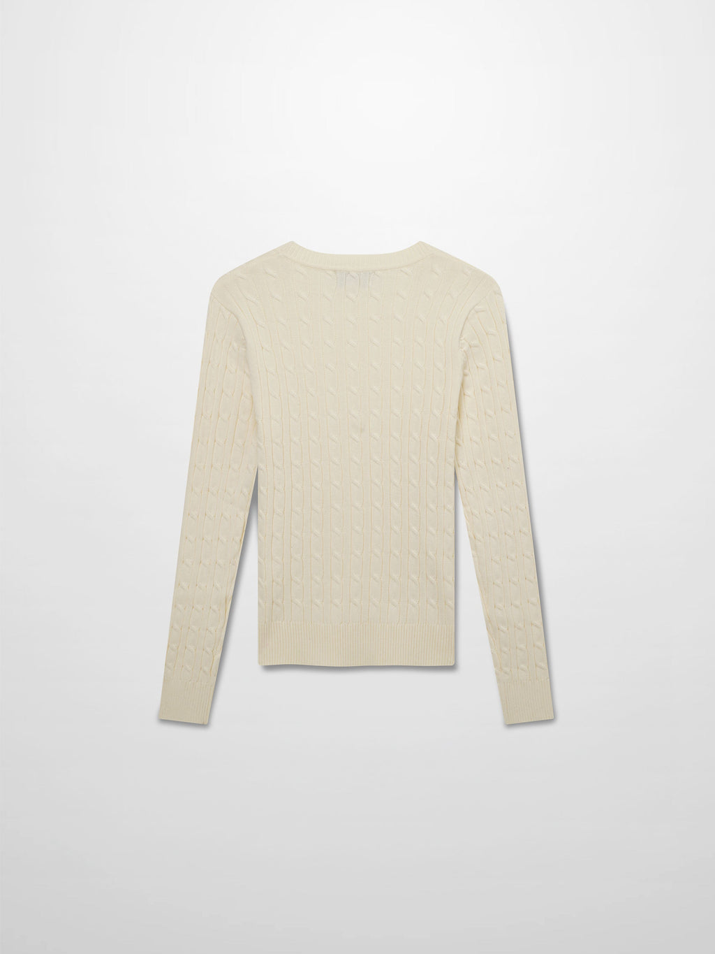 Crew Neck Cable Sweater-Ivory