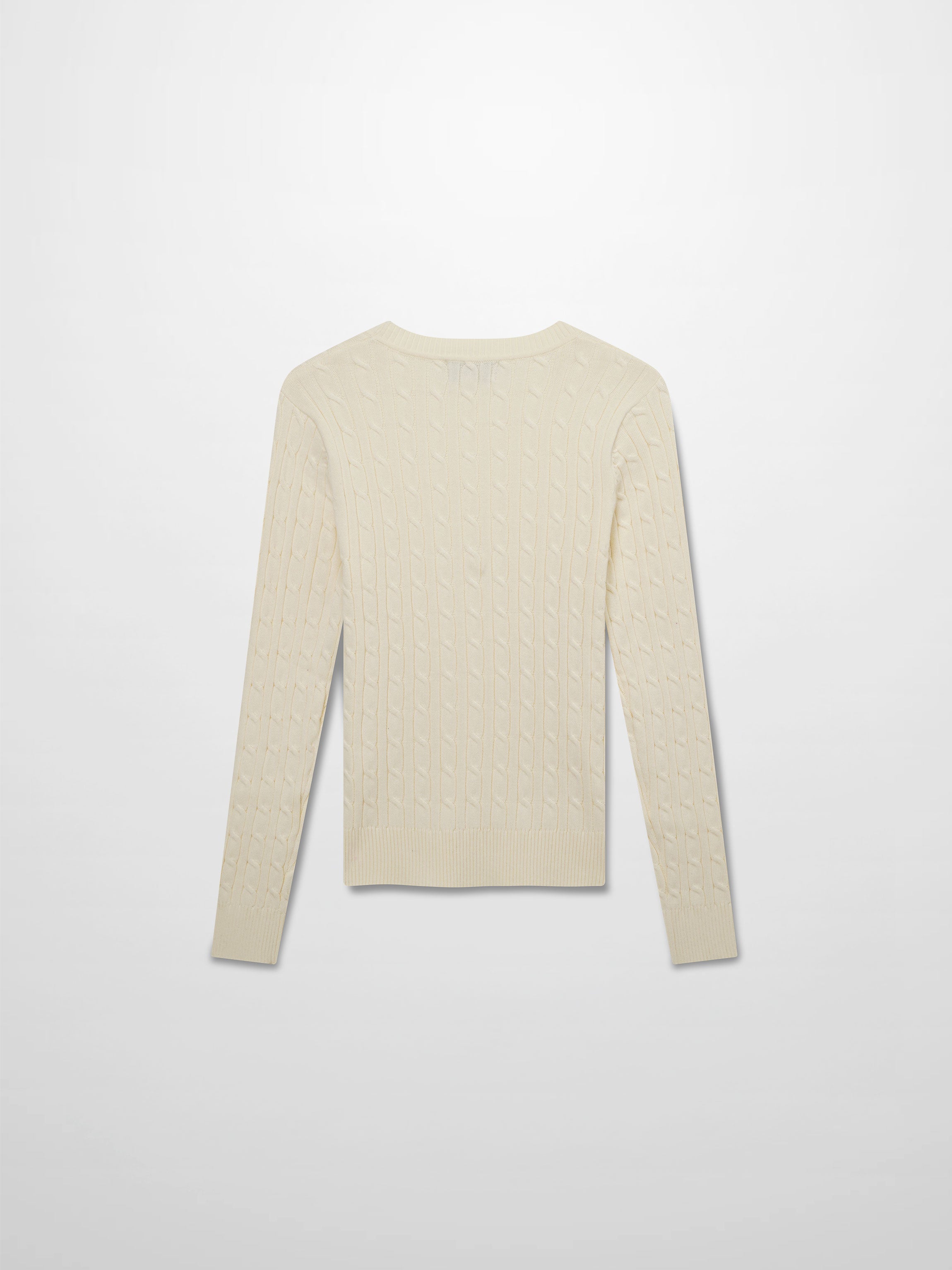 Crew Neck Cable Sweater-Ivory