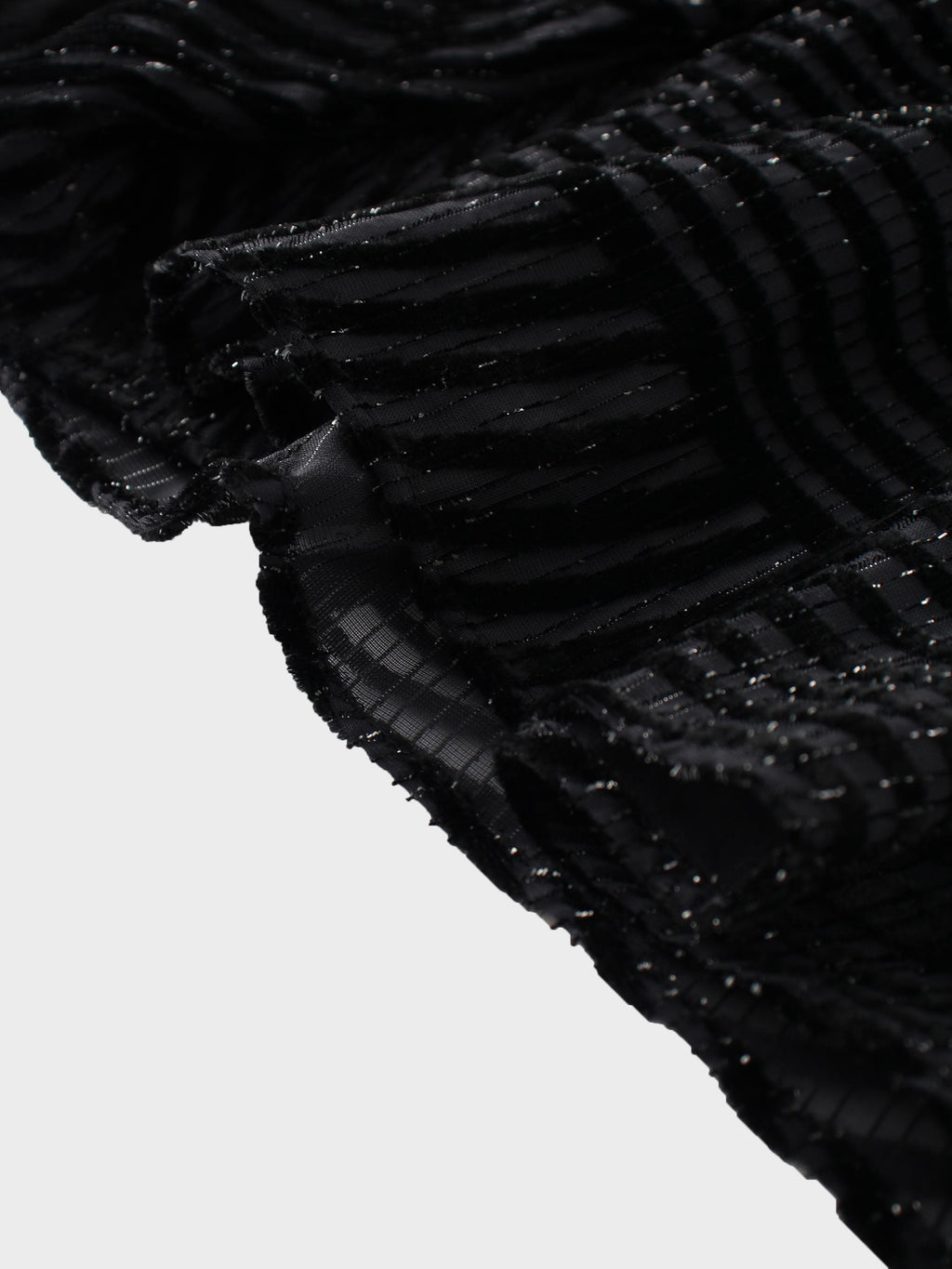 Velvet Side Overlay Skirt-Striped