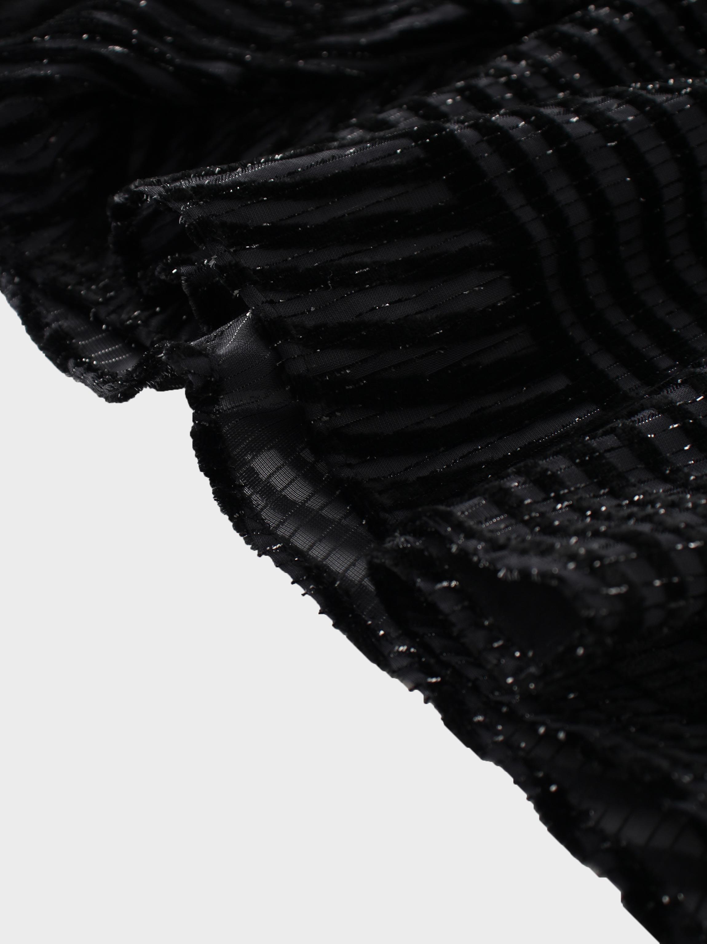 Velvet Side Overlay Skirt-Striped