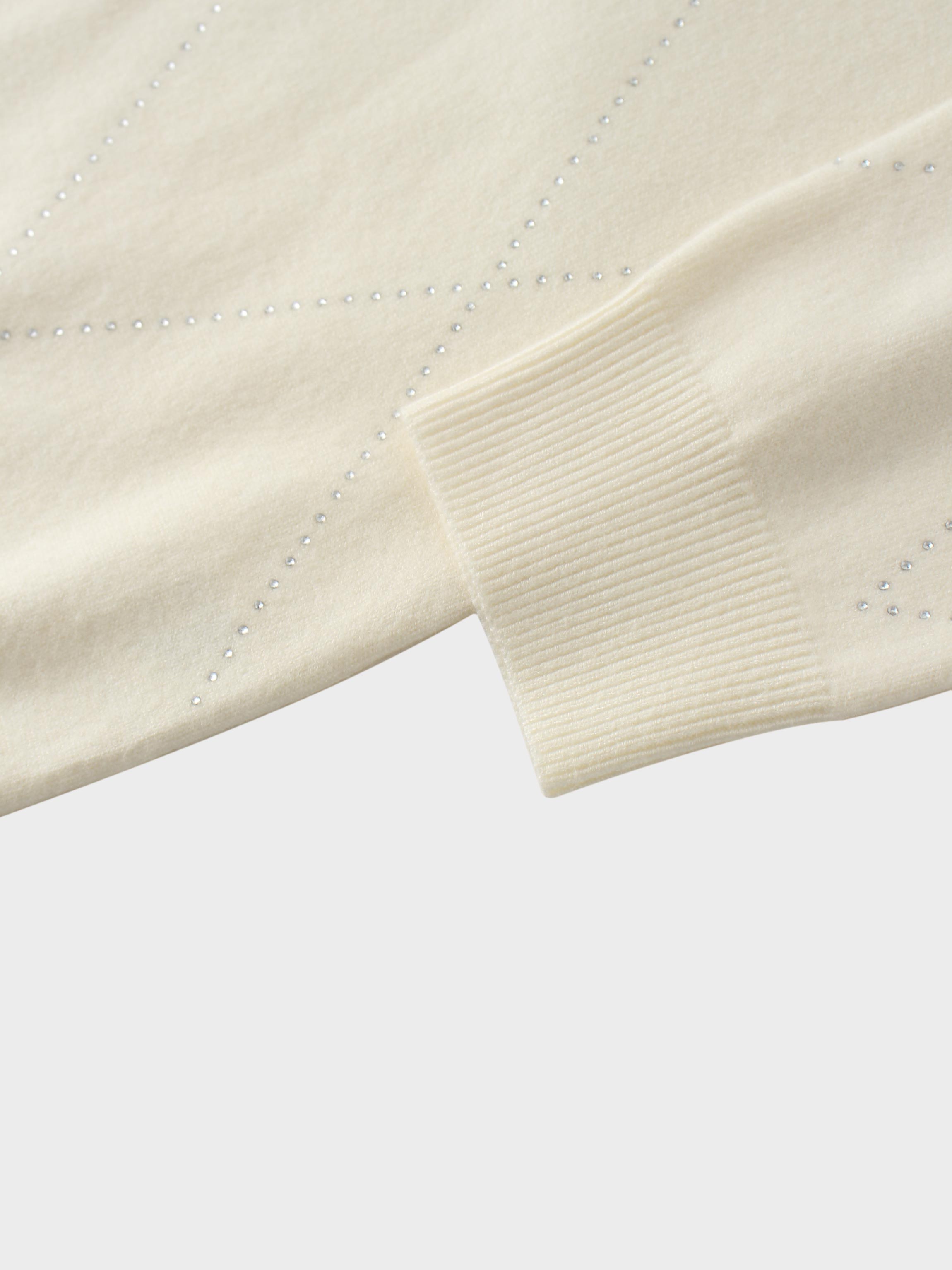 Diamond Stud Design Sweater-Ivory