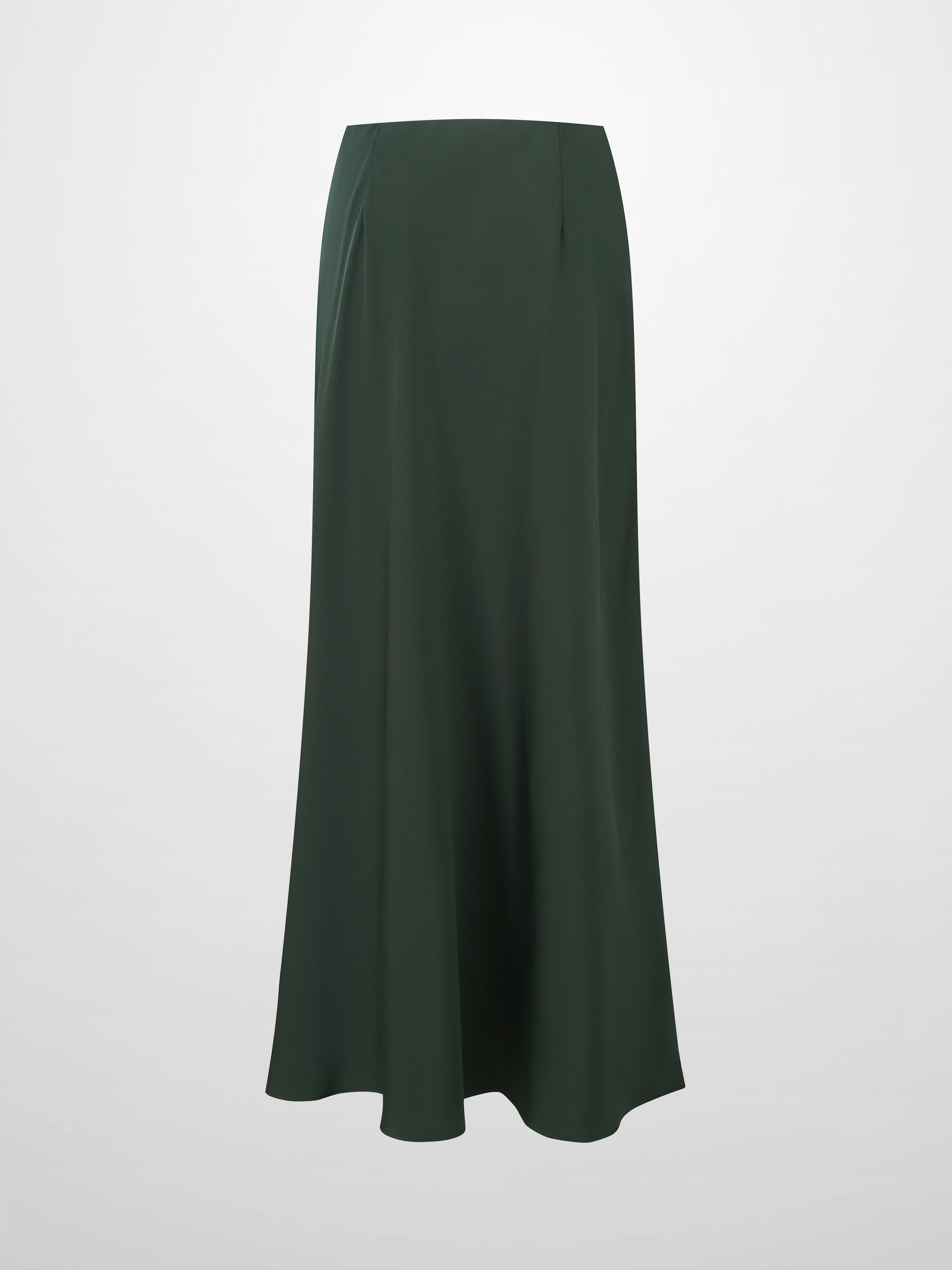 Solid Faux Satin Slip Skirt-Hunter Green