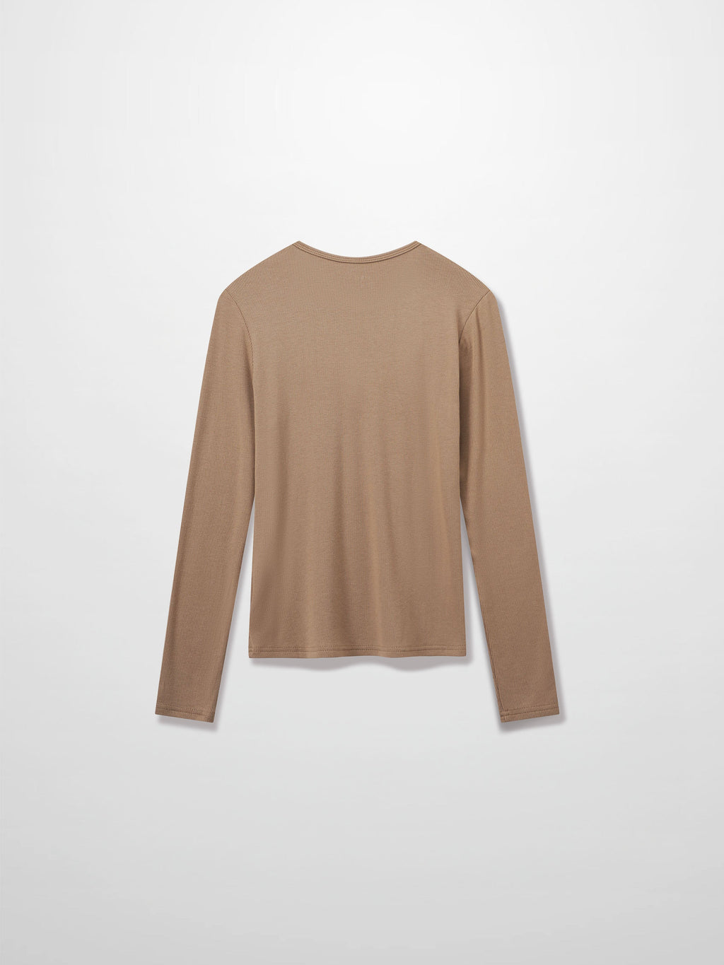 RIBBED HIGH V LS-TAUPE