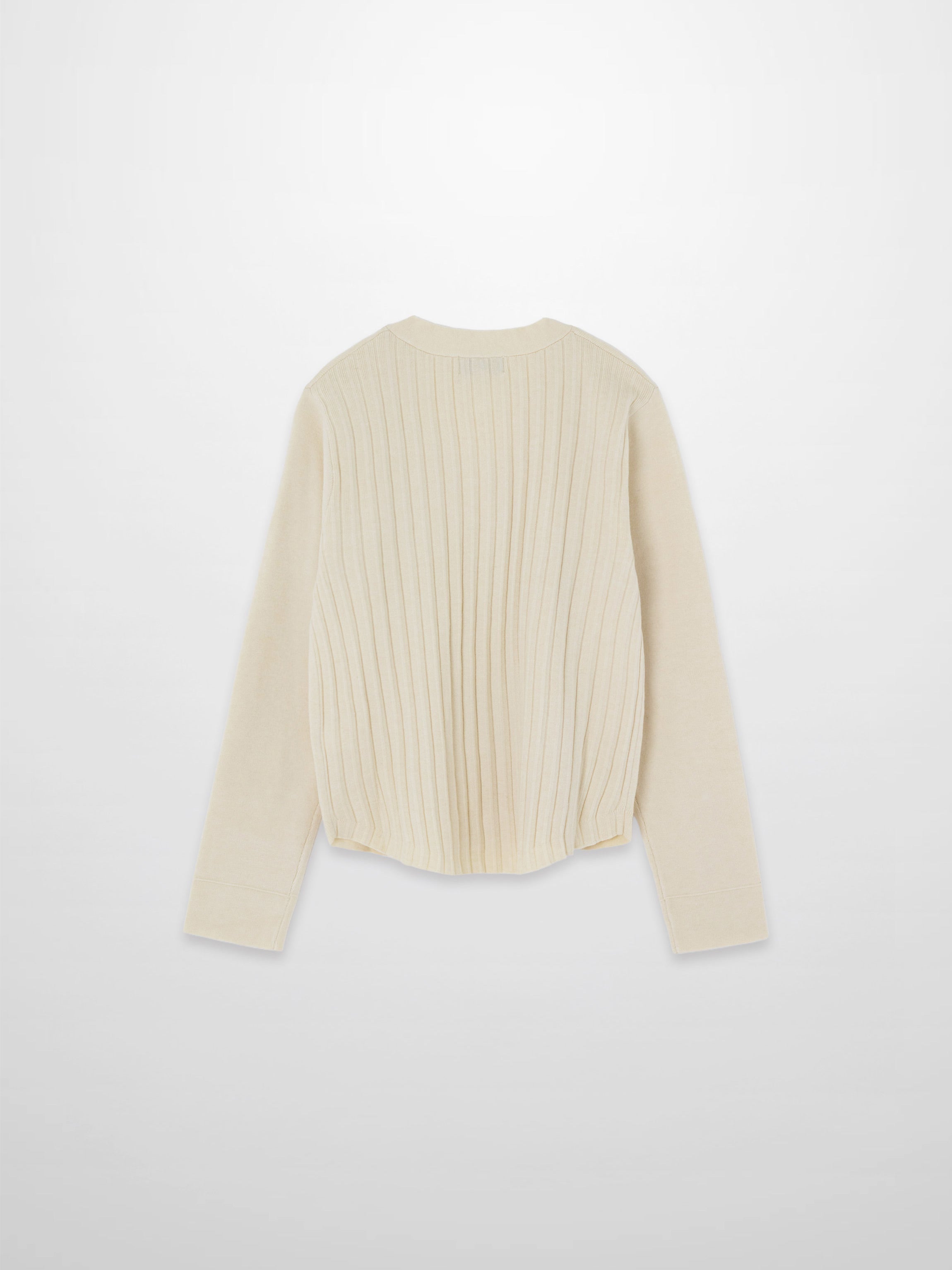 Back Wide Ribbed Cardigan Sweater-Ivory