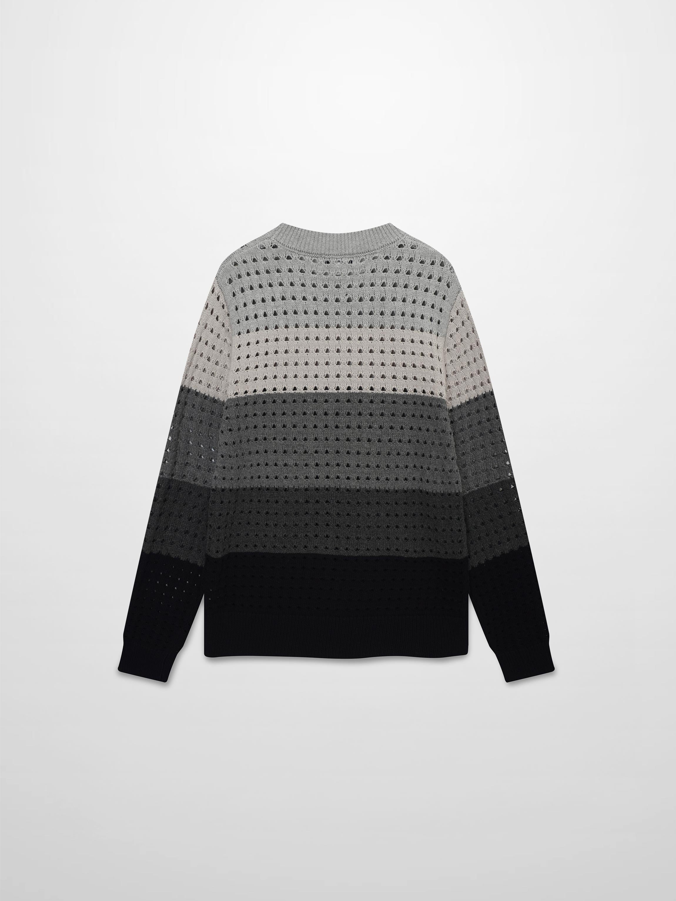 Striped Crochet Sweater-Grey