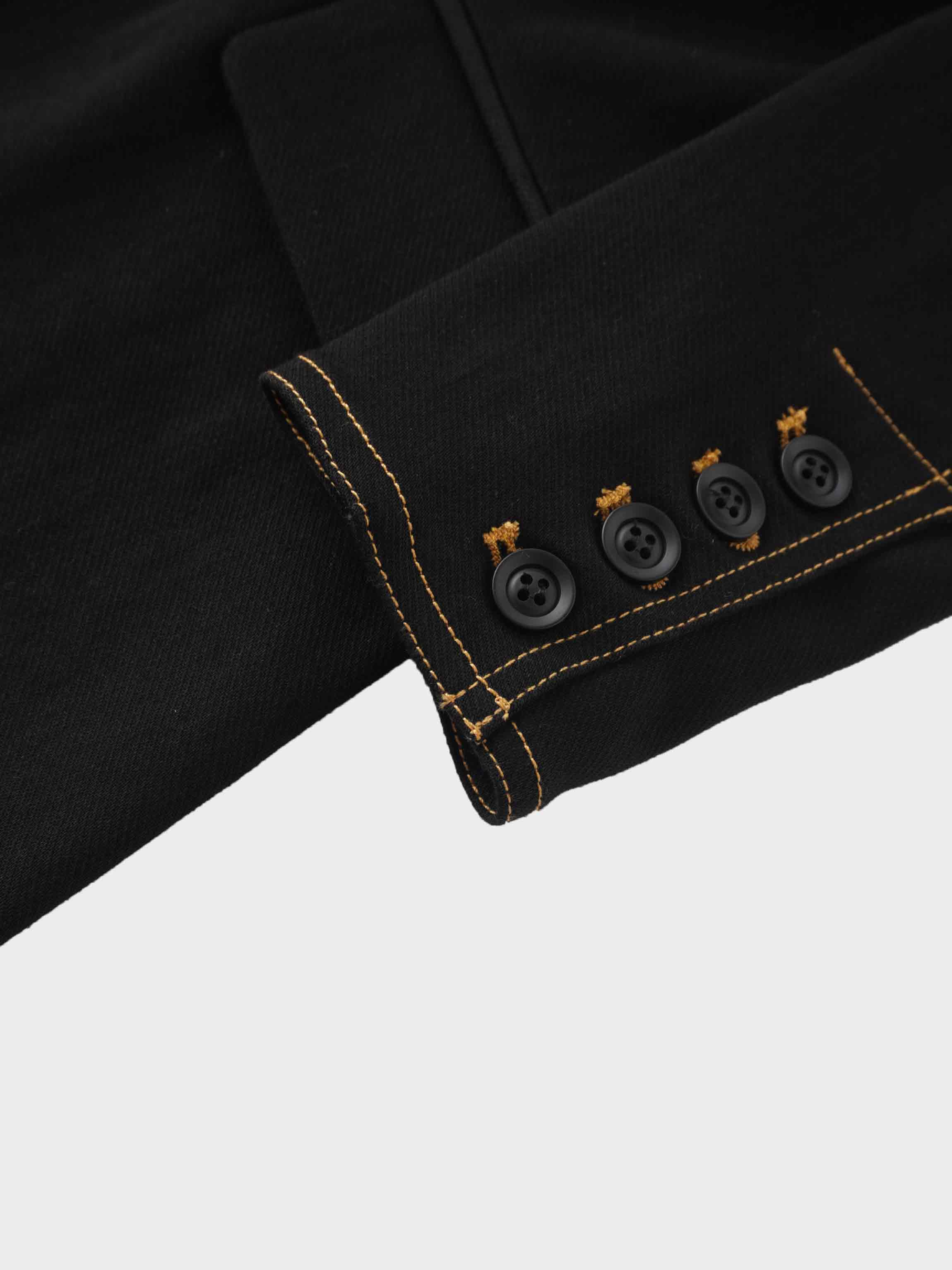 Stretch Denim Blazer-Black