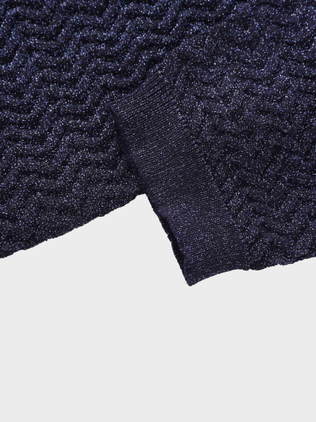 Textured Lurex Crew Sweater-Navy