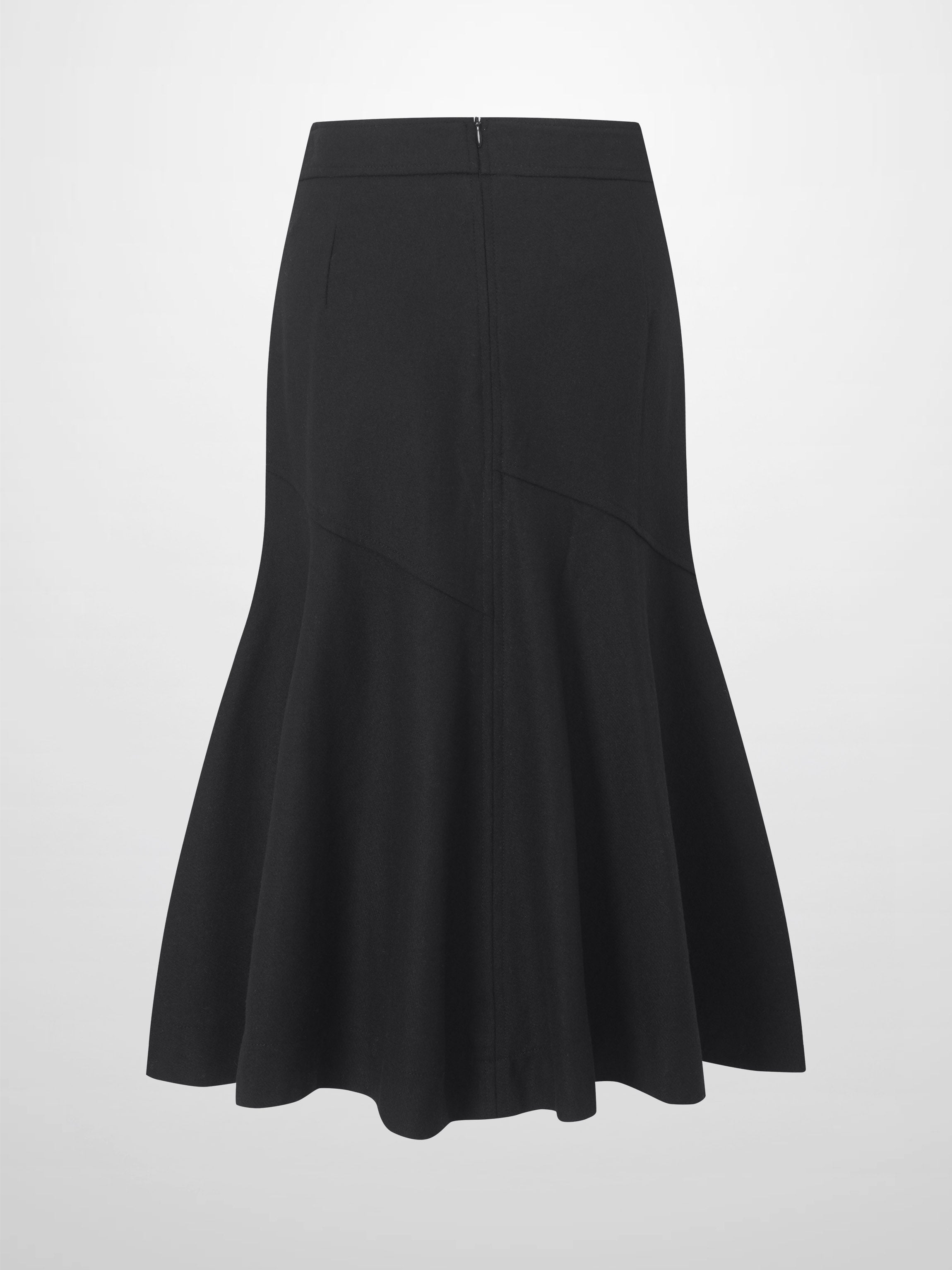 Wool Blend Short Panel Skirt-Black