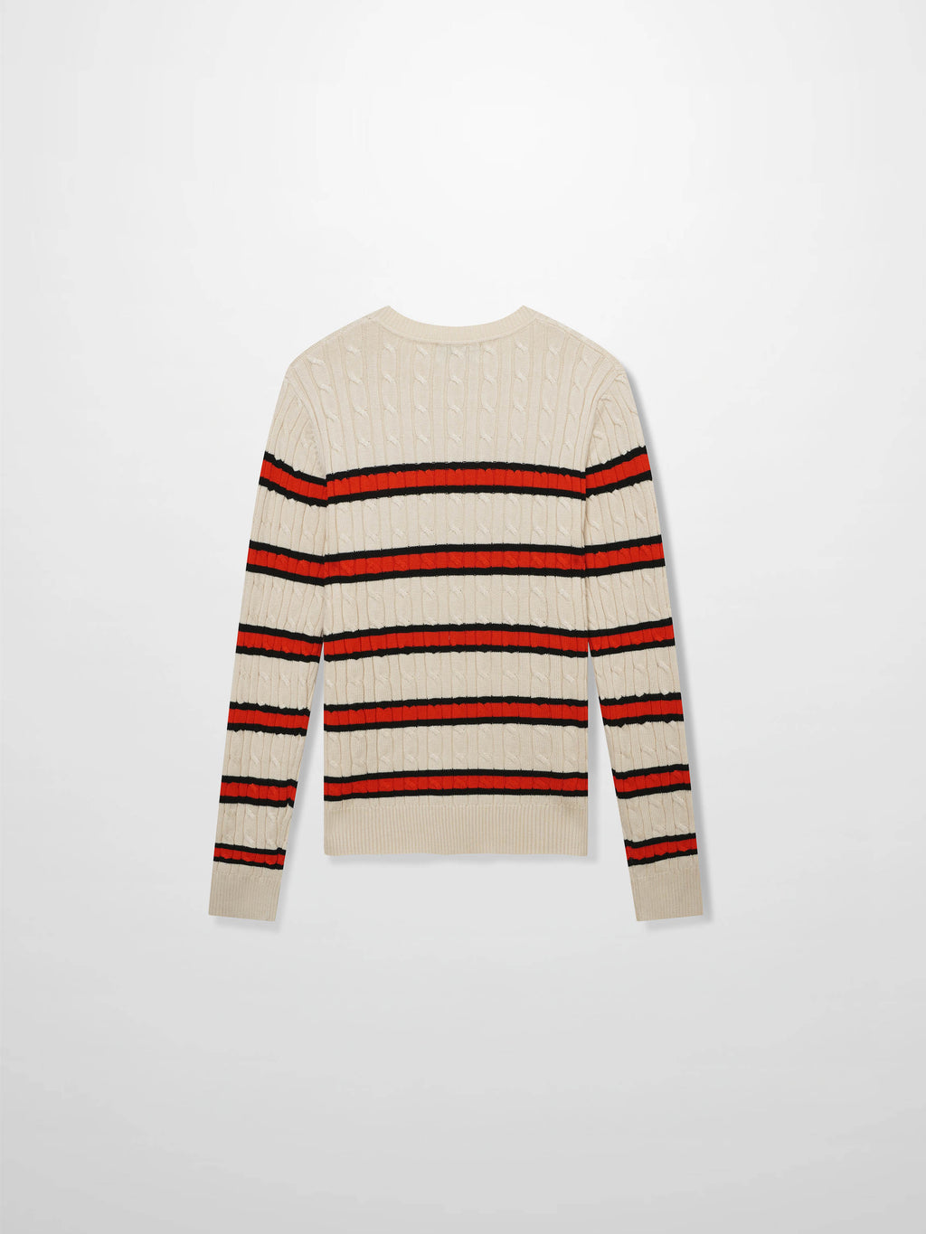 Striped Cable Sweater-Cream Stripe