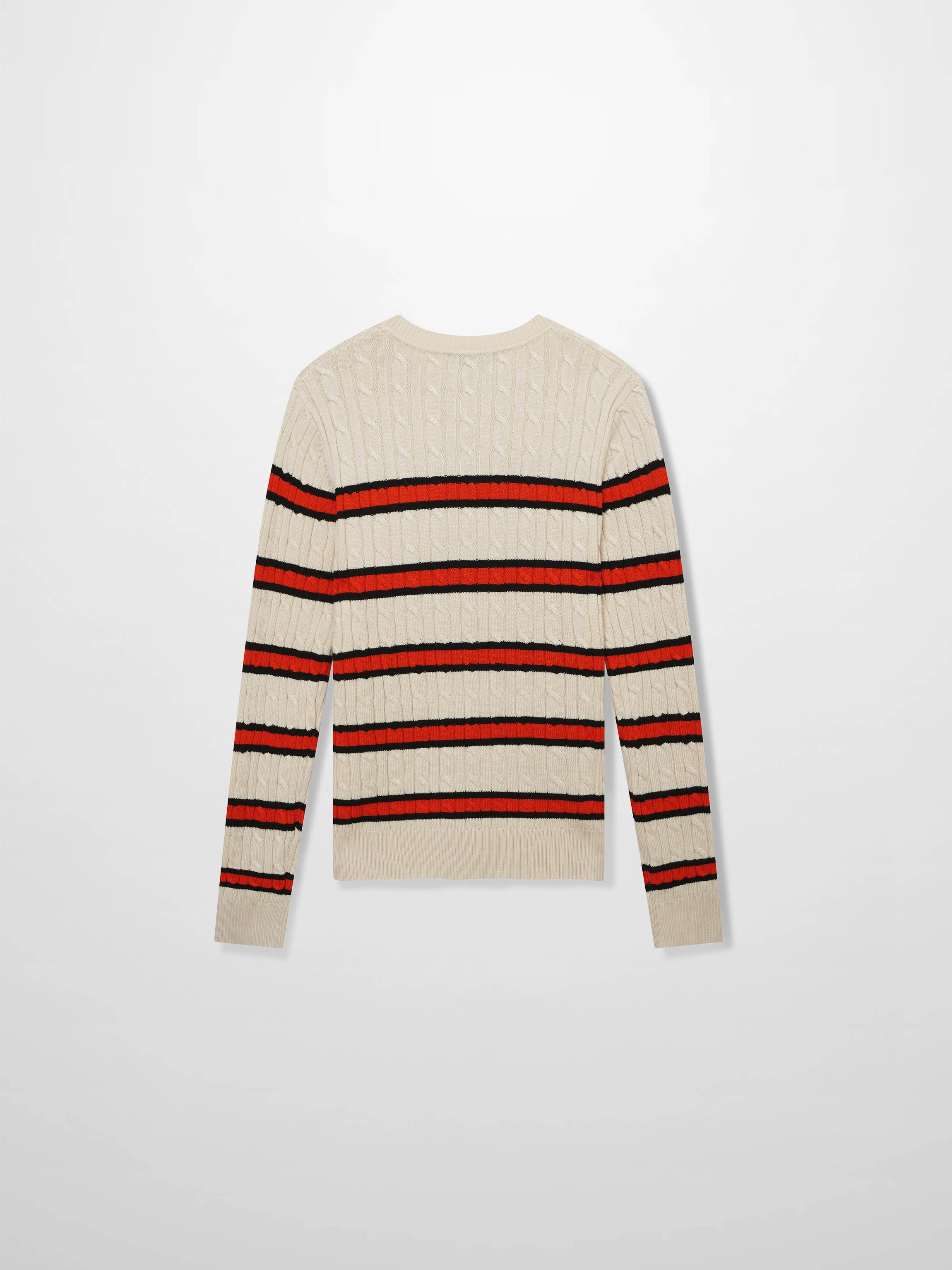Striped Cable Sweater-Cream Stripe